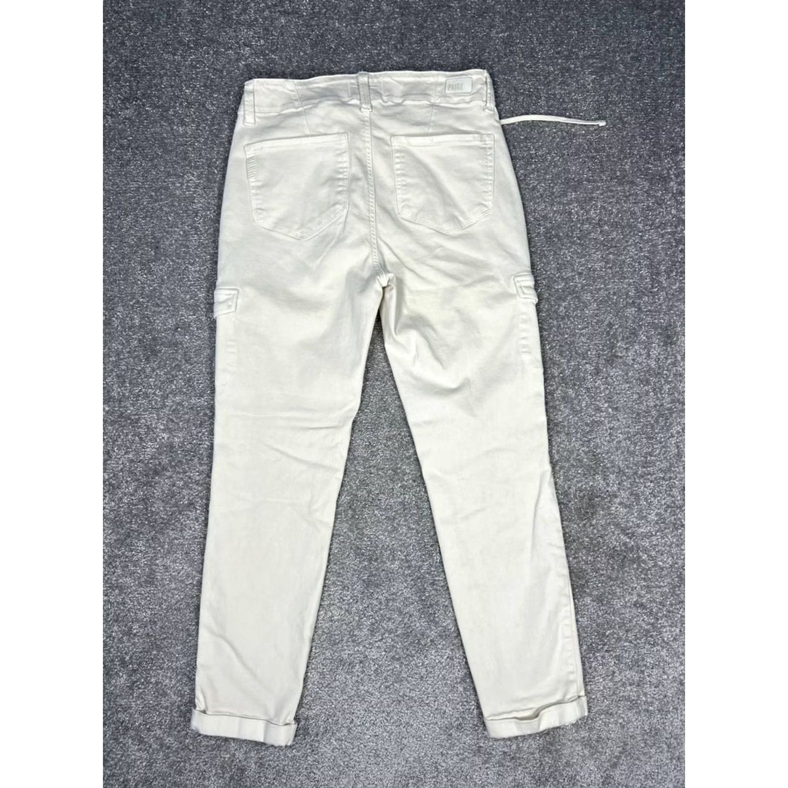 Paige Paige Christy Cargo Pants Womens 27 Cream Cotton Mid Rise Ankle Cuffed Tapered Size 27" / US 4 / IT 40 - 2 Thumbnail