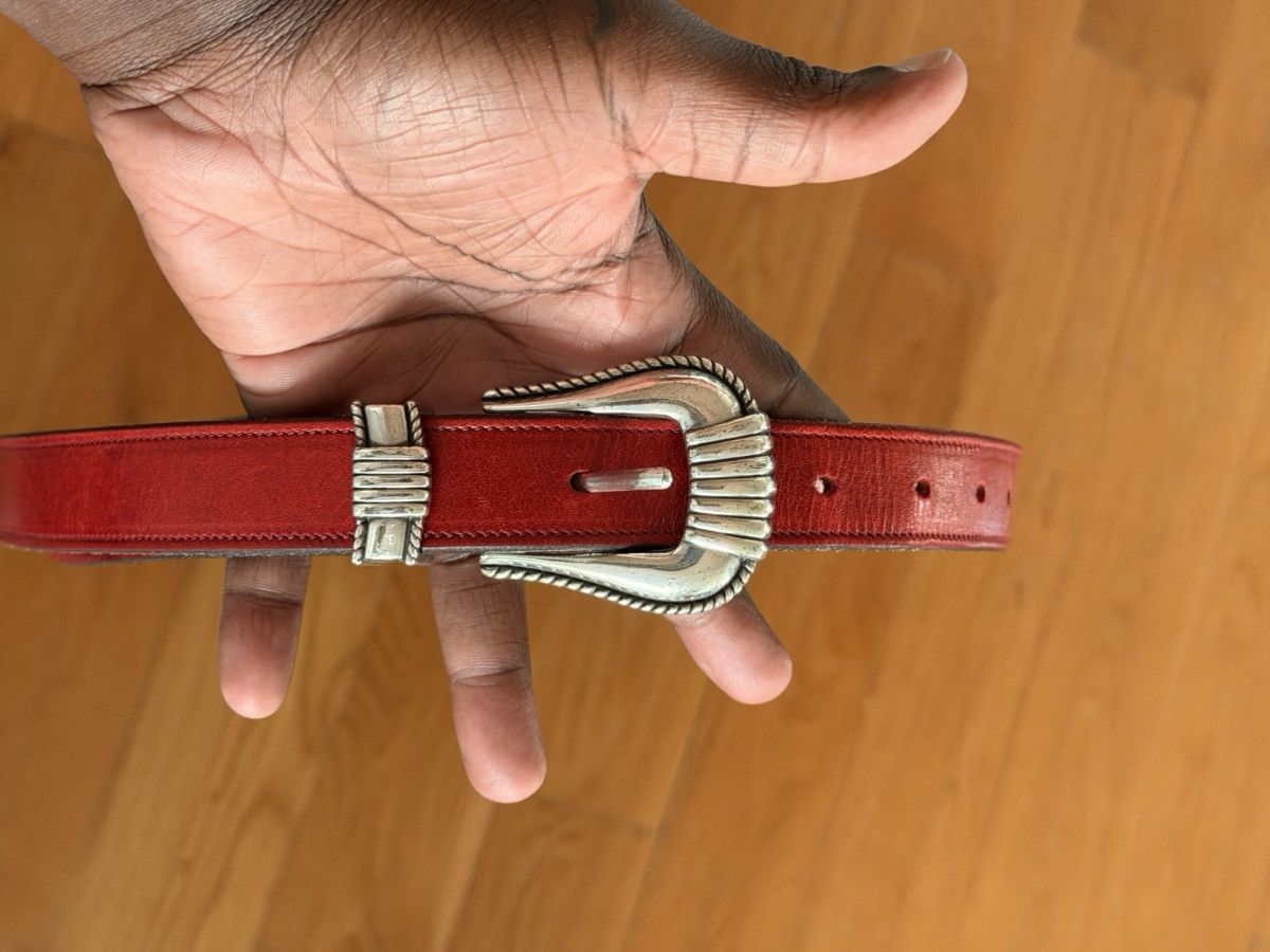 Monitaly MONITALY EXTENDED 1" CREASED BELT WITH SILVER SET RED Size 44 - 1 Thumbnail