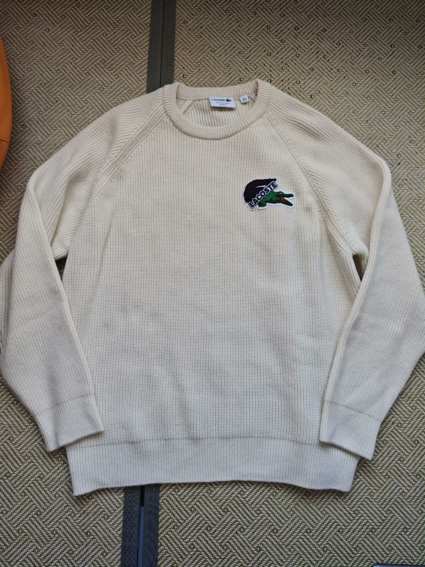 Lacoste lacoste ivory ribbed sweater with embroidery Size US XL / EU 56 / 4 - 1 Thumbnail