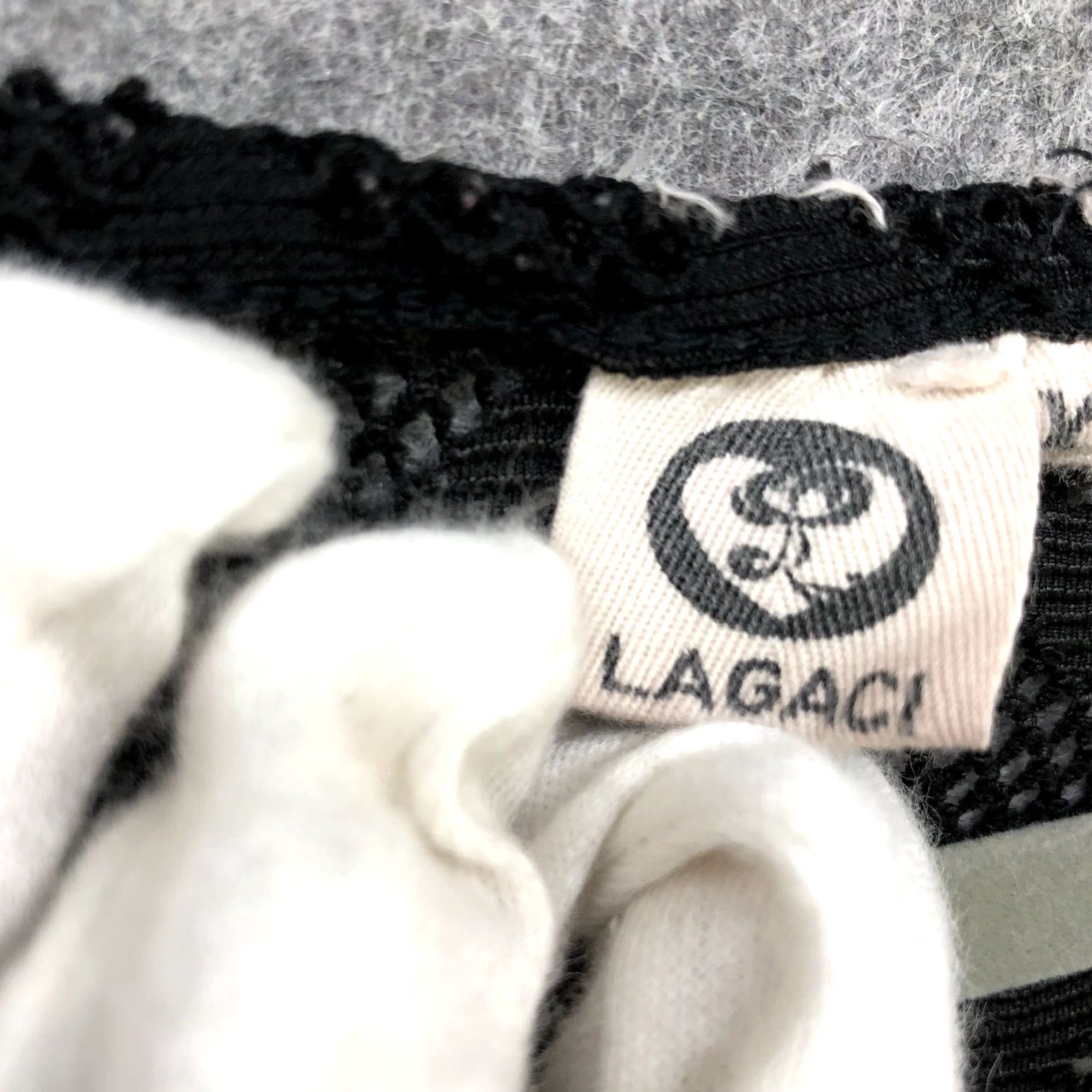 Vintage LAGACI Blouse Shirt Women's XL Black Cotton Blend Round Neck Zigzag Seethrough Tunic 2000s Event Boys? No.-End: Womens Size XL / US 12-14 / IT 48-50 - 6 Thumbnail