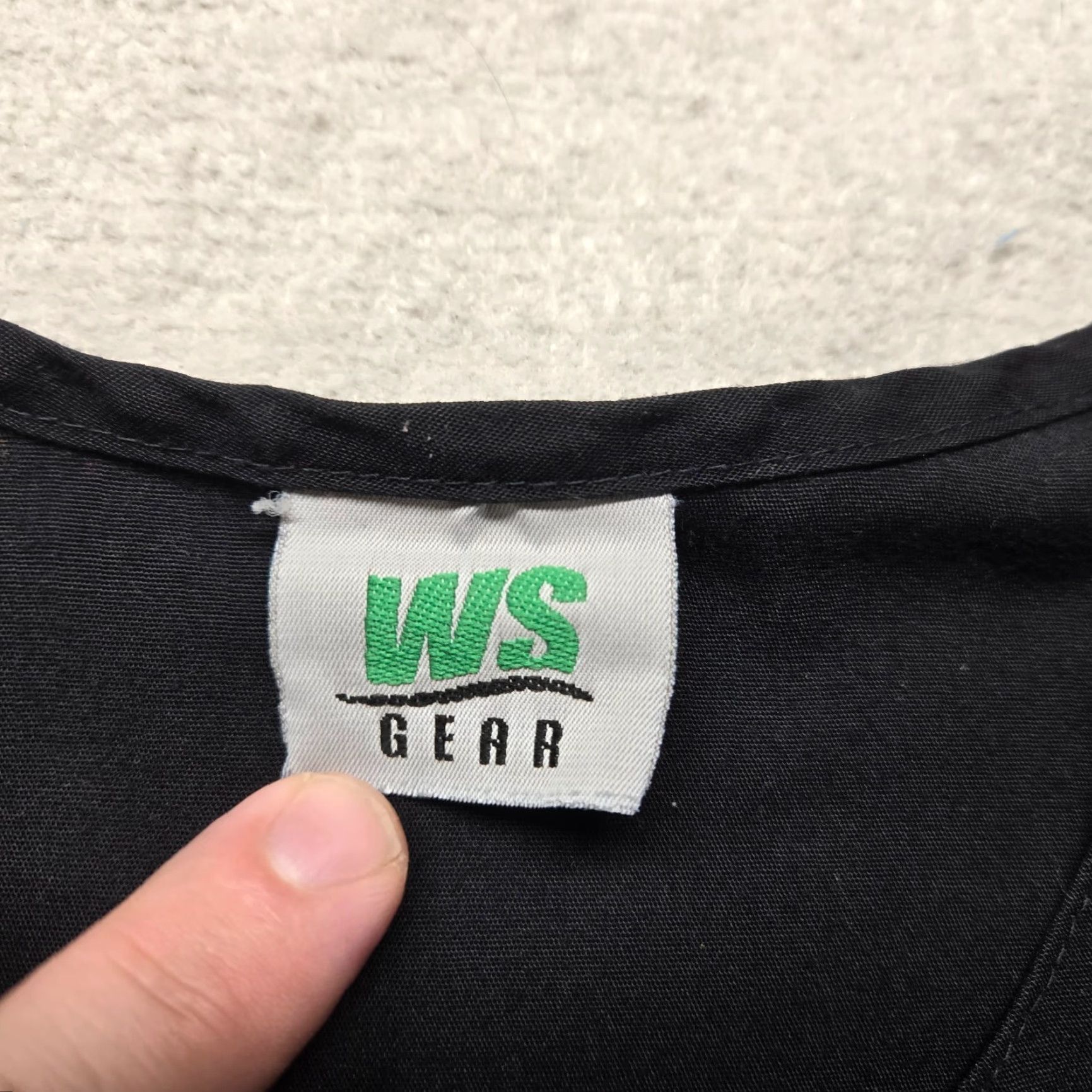 Vintage WS Gear Shirt Scrub Solid Black Nurse Doctor Top Adult XL Button Snap Black Scrub Shirt Unisex Mens Womens Size US XL / EU 56 / 4 - 3 Thumbnail