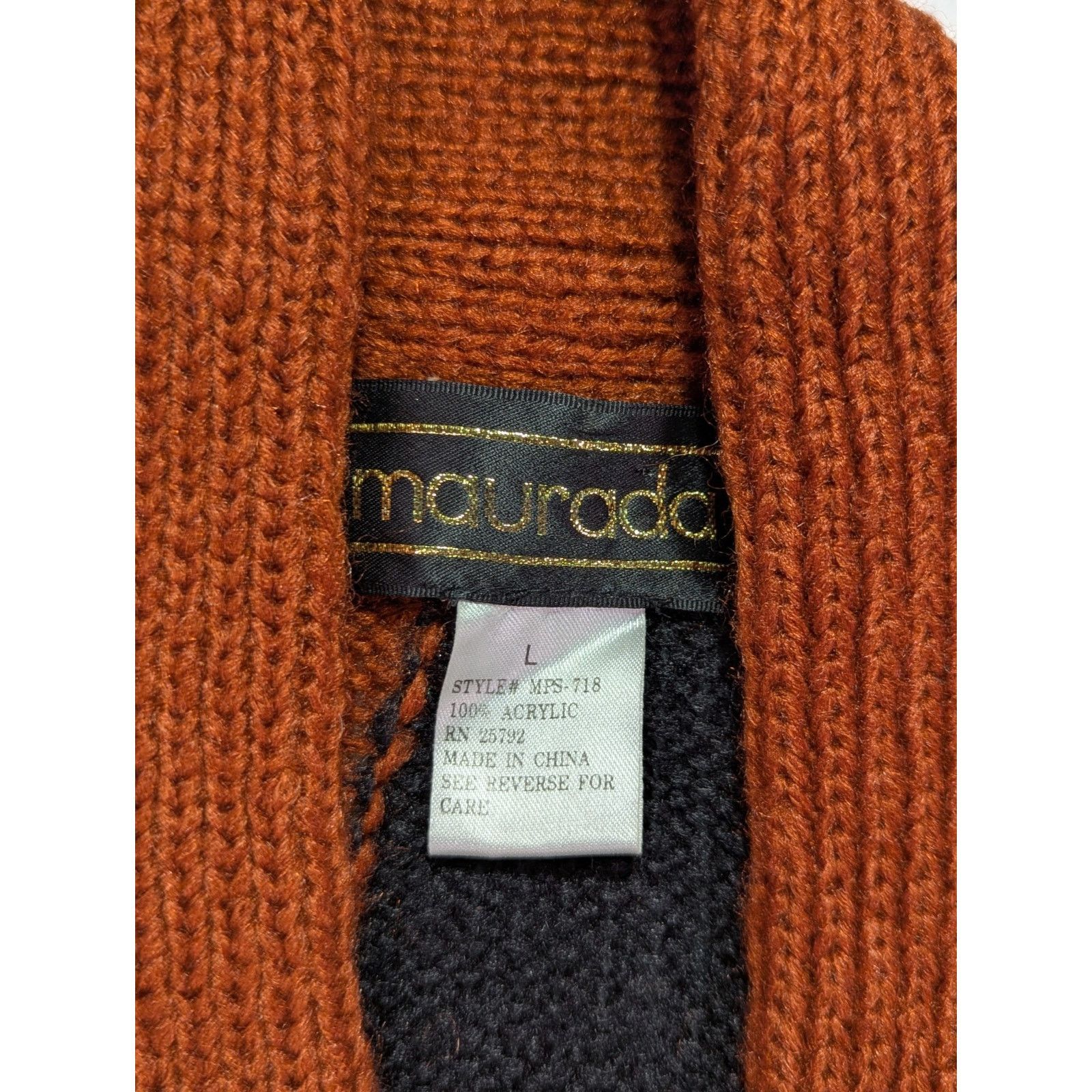 Other Maurada Sz Large Burnt Orange/Black Long/Maxi Knit Cartigan Size L / US 10 / IT 46 - 5 Thumbnail