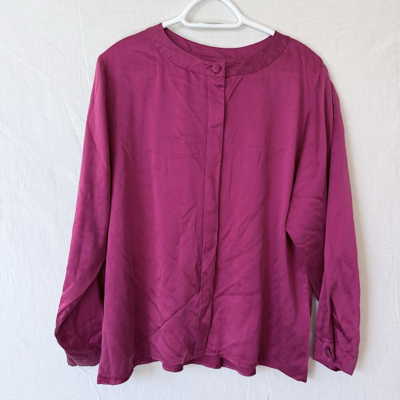 Other Vtg Silk Studio Claude Bennet Fuchsia Pink Silk Blouse Top Size XL / US 12-14 / IT 48-50 - 2 Thumbnail
