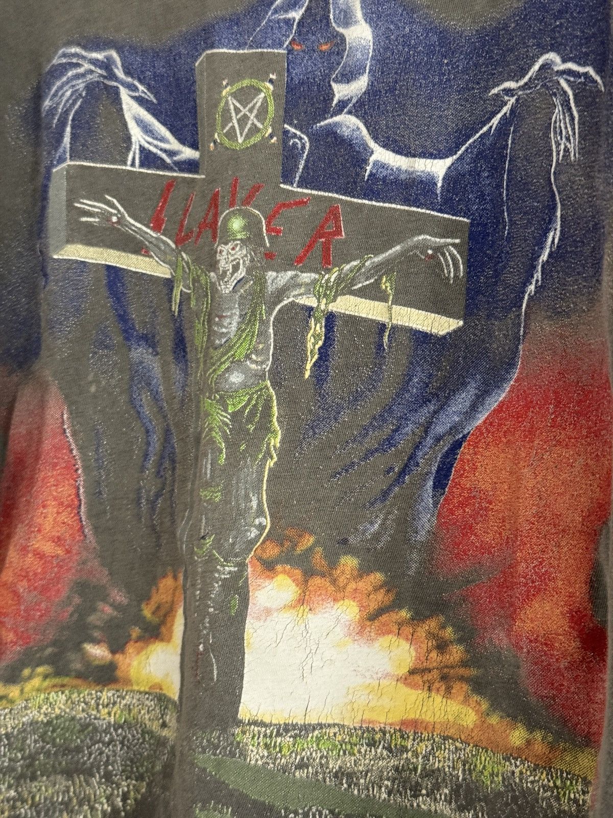 Slayer *RARE* 90s METAL BAND PARIS TOUR SLAYER 1990 EUROPE TOUR Size US L / EU 52-54 / 3 - 3 Thumbnail