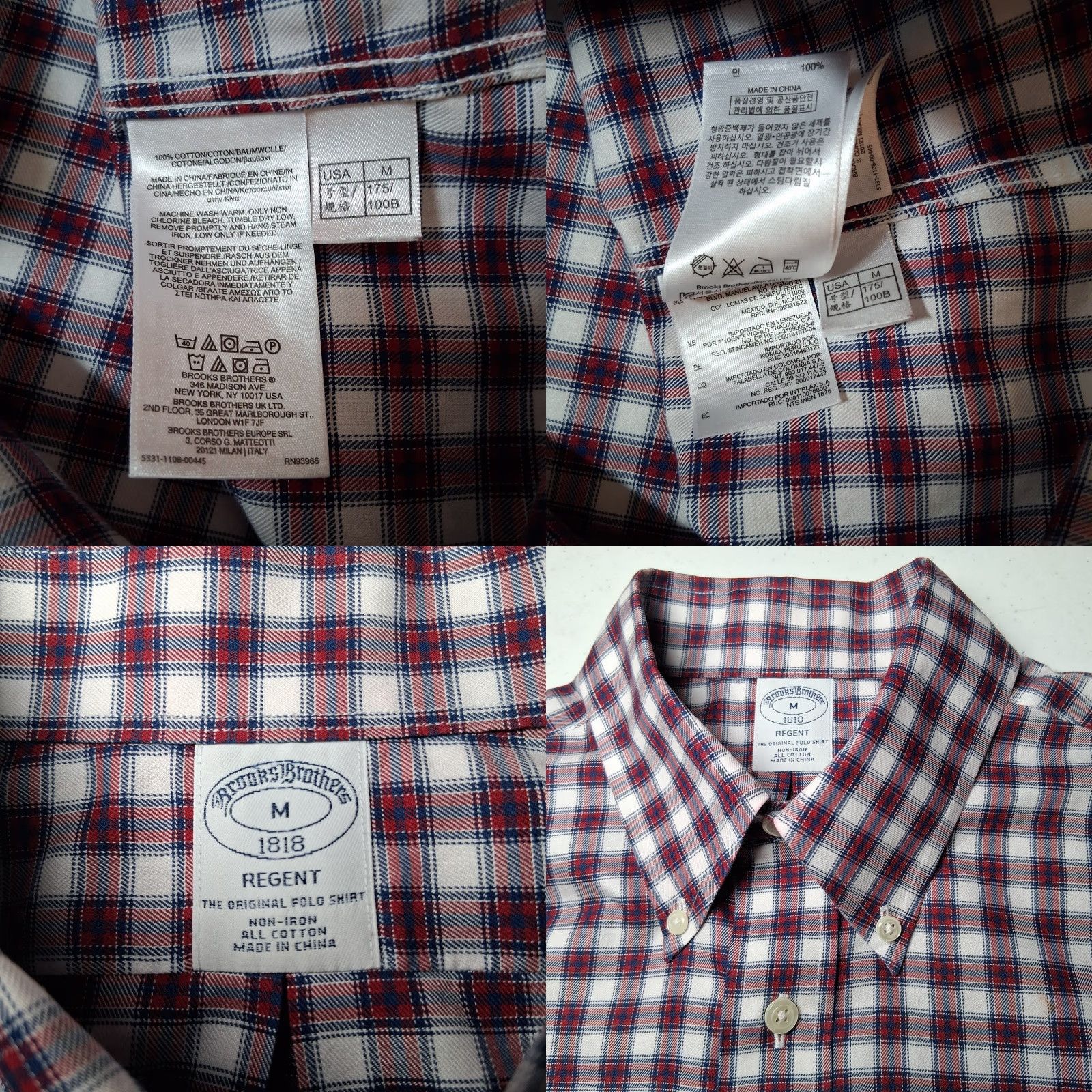 Brooks Brothers Brooks Brothers Shirt Men Meidum Regent Fit White Red Blue Plaid Button Down Size US M / EU 48-50 / 2 - 8 Thumbnail