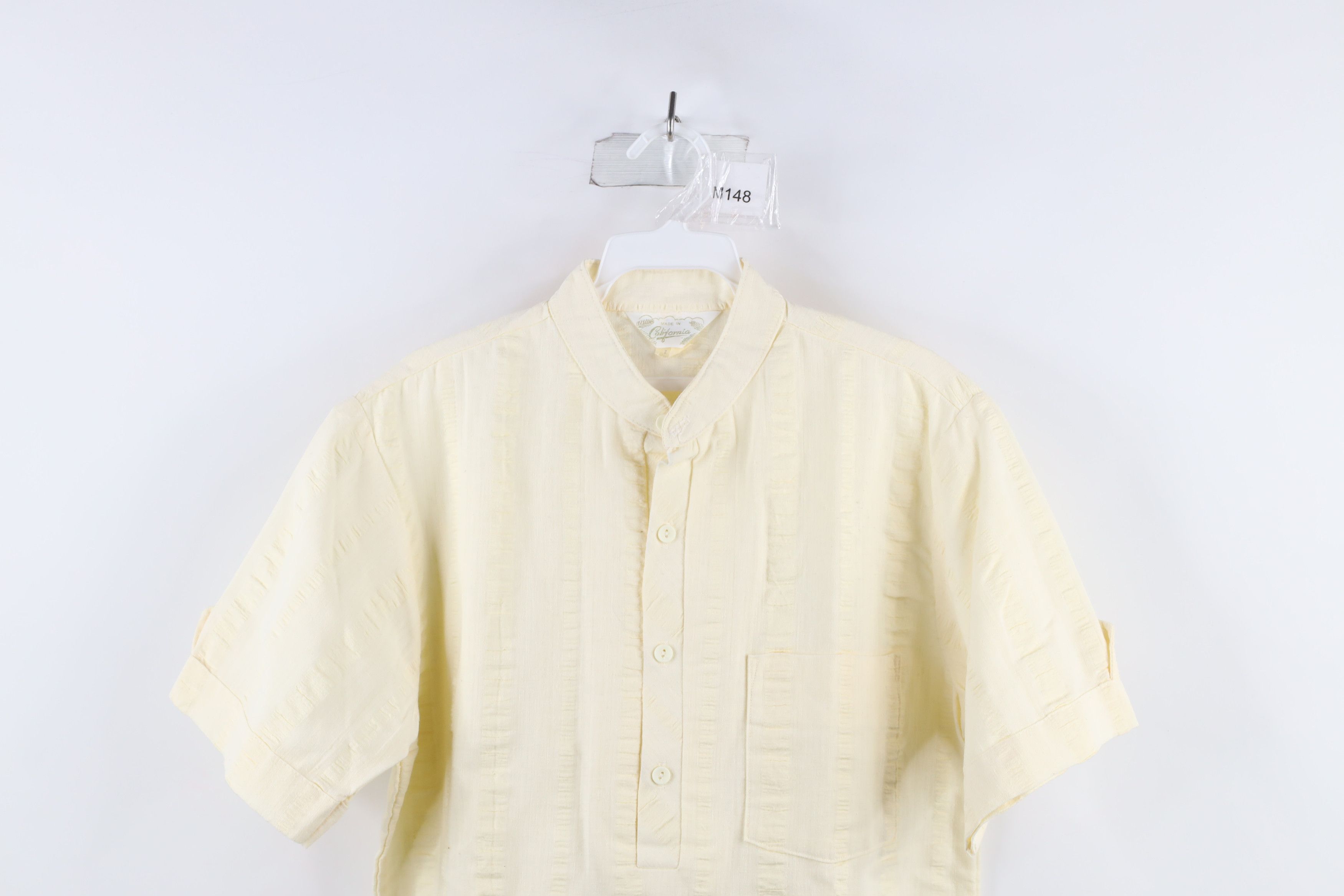 Vintage Vintage 60s 70s Streetwear Collar Henley Shirt Cream USA Size US M / EU 48-50 / 2 - 2 Thumbnail