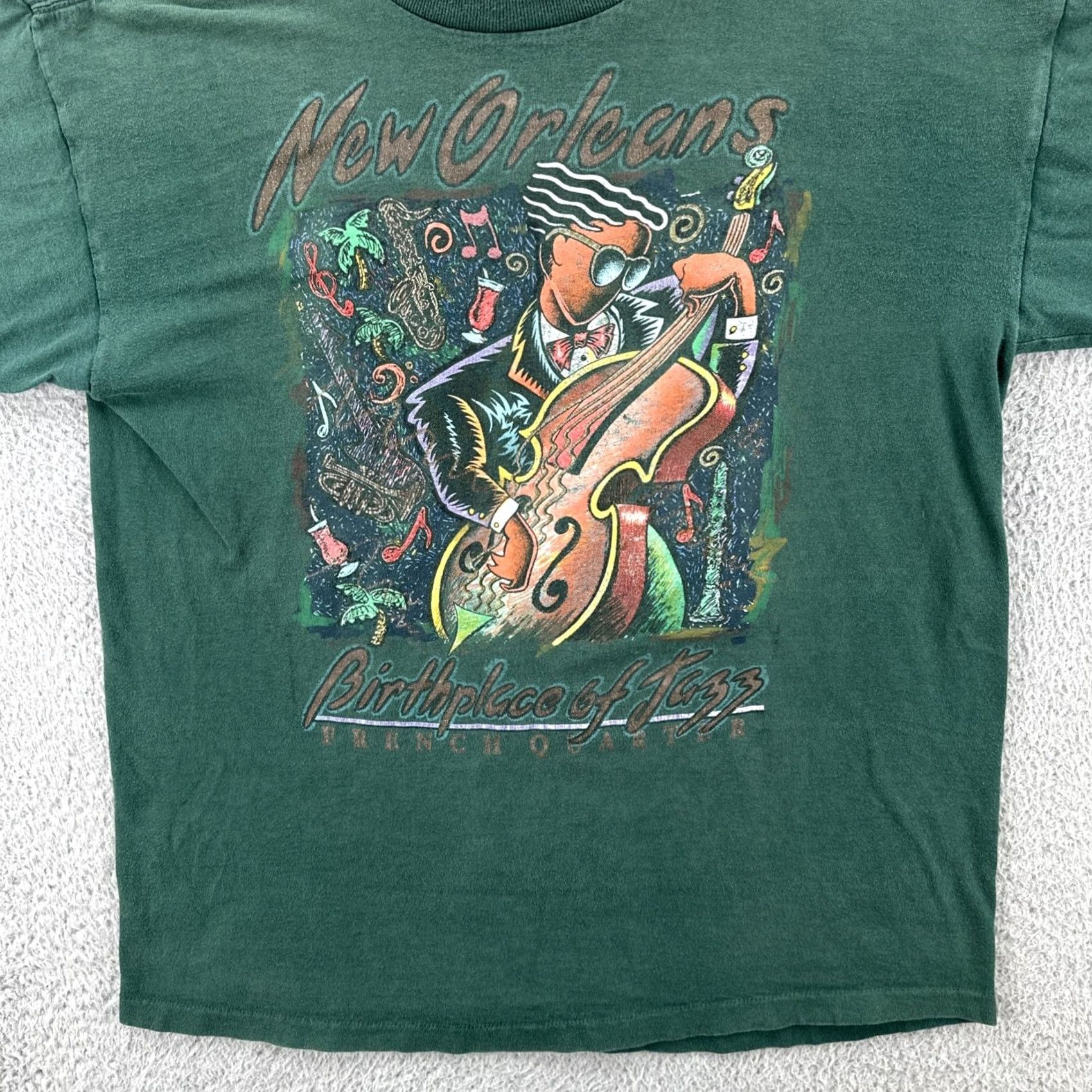 Vintage VINTAGE Signal Sport Shirt Mens Large Green New Orleans Jazz USA 90s Music Crew Neck Short Sleeve T Shirt Size US L / EU 52-54 / 3 - 4 Thumbnail