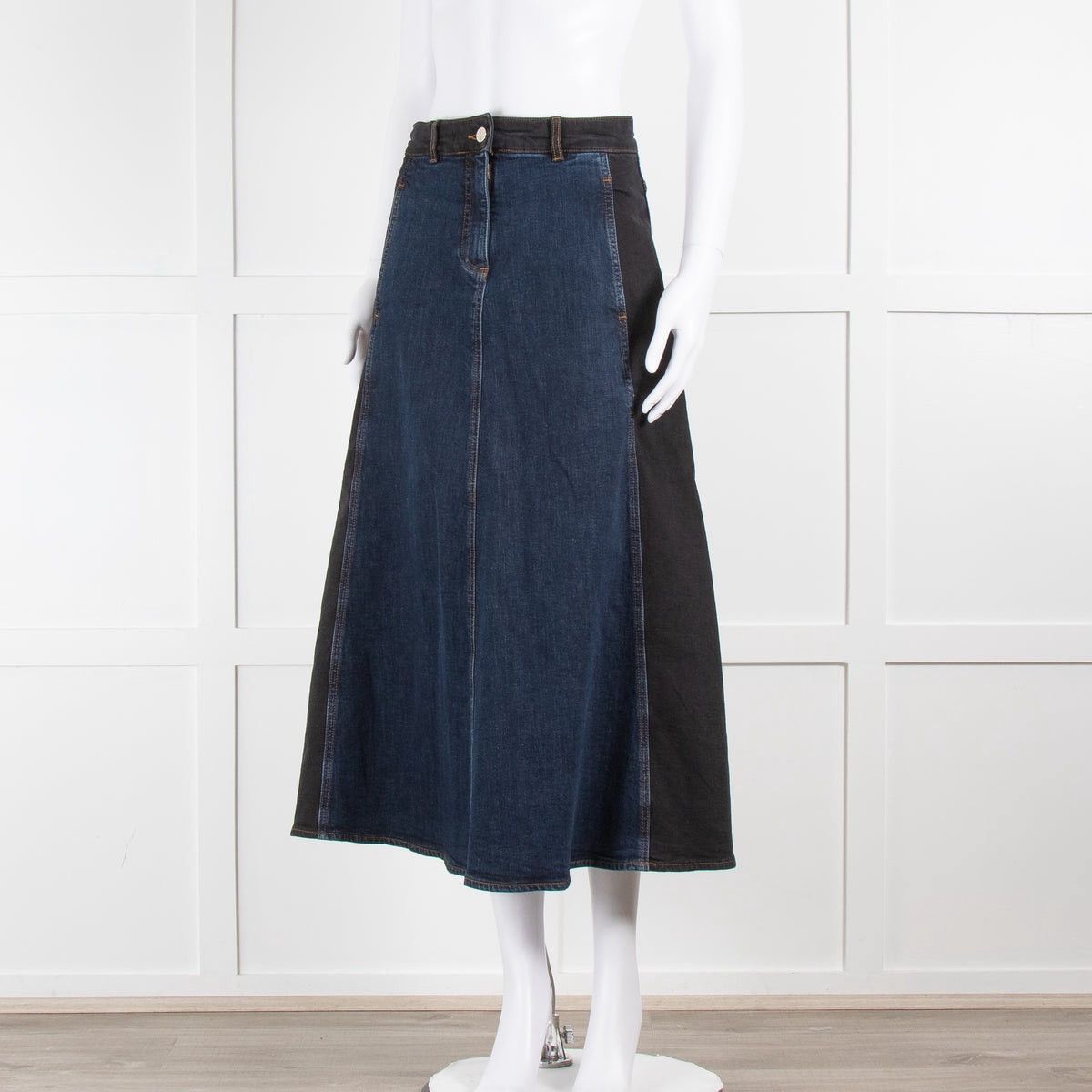 ME+EM ME+EM Denim Midi Skirt A-Line Blue Black Size 8 Size 27" / US 4 / IT 40 - 1 Thumbnail