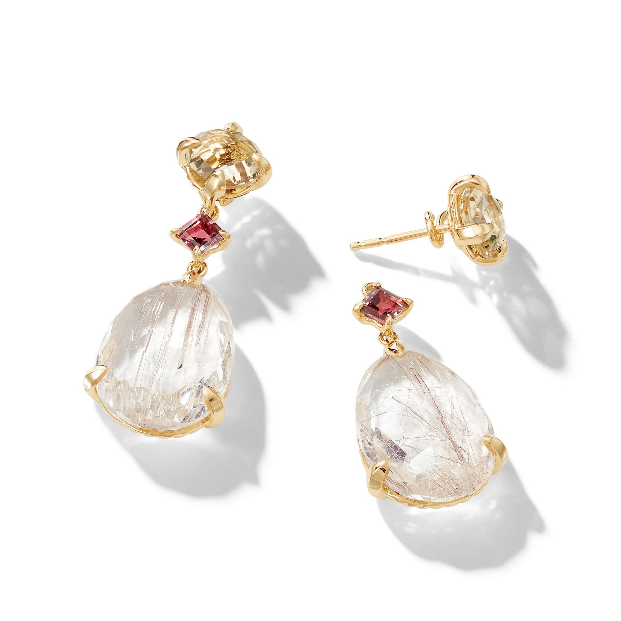 David Yurman o1w1db10325 Earrings in 18K Yellow Gold and Pink 38mm Size ONE SIZE - 2 Thumbnail
