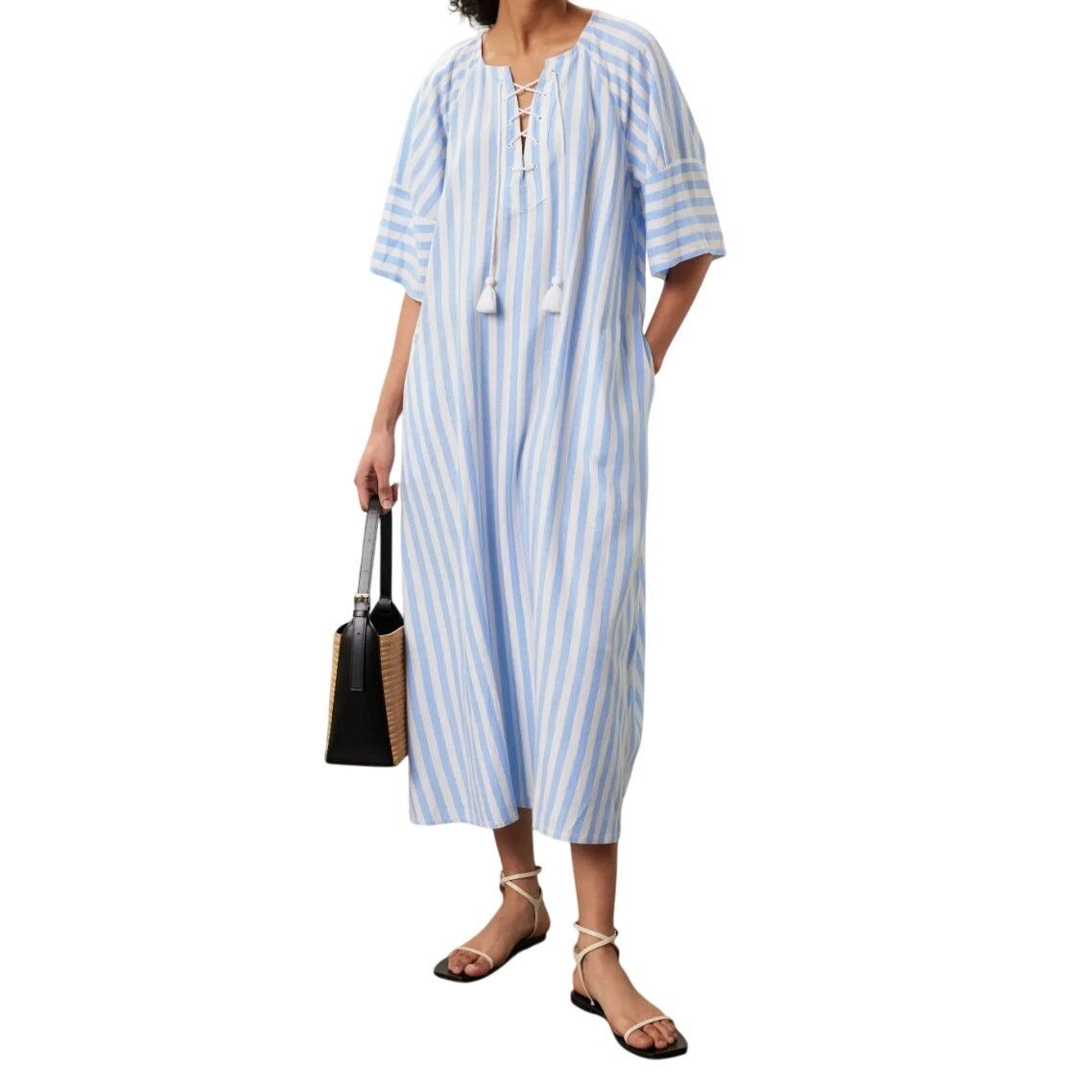 Vanessa Bruno Vanessa Bruno Striped Brooklyn Dress in Blue/White, Size M Size M / US 6-8 / IT 42-44 - 2 Thumbnail