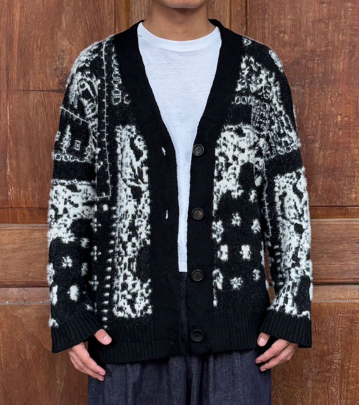 Yves Saint Laurent FREE TAX! 90s Bandana Knitted Cardigan Jacket - Medium Size US M / EU 48-50 / 2 - 11 Thumbnail