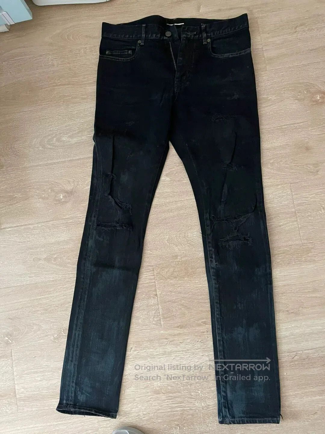 Saint Laurent Paris Saint Laurent Distressed Denim Jeans. Size US 30 / EU 46 - 1 Thumbnail