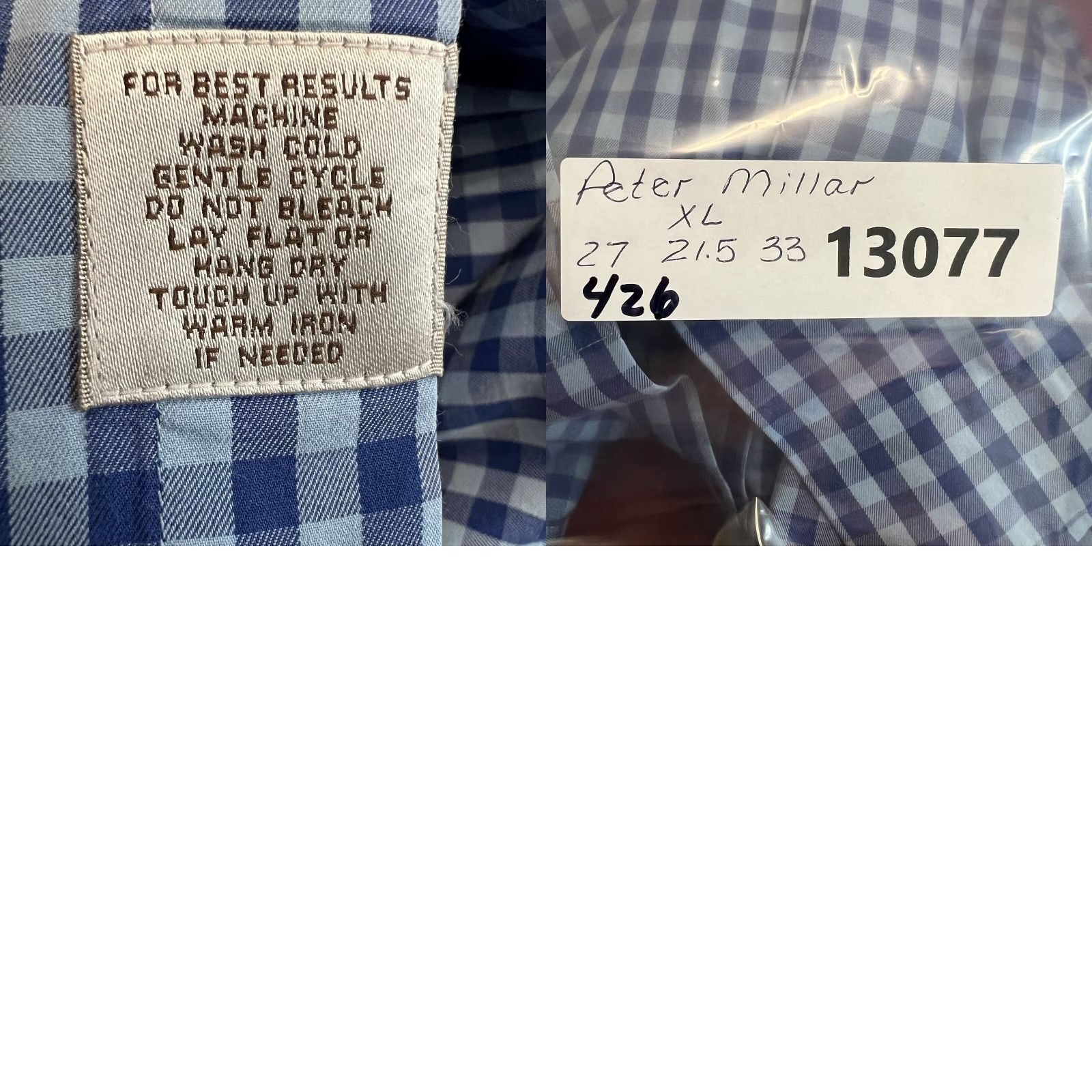 Peter Millar Peter Millar Shirt Adult XL Blue Button-Up Check Long Sleeve Cotton Spandex Preppy Mens Size US XL / EU 56 / 4 - 8 Thumbnail