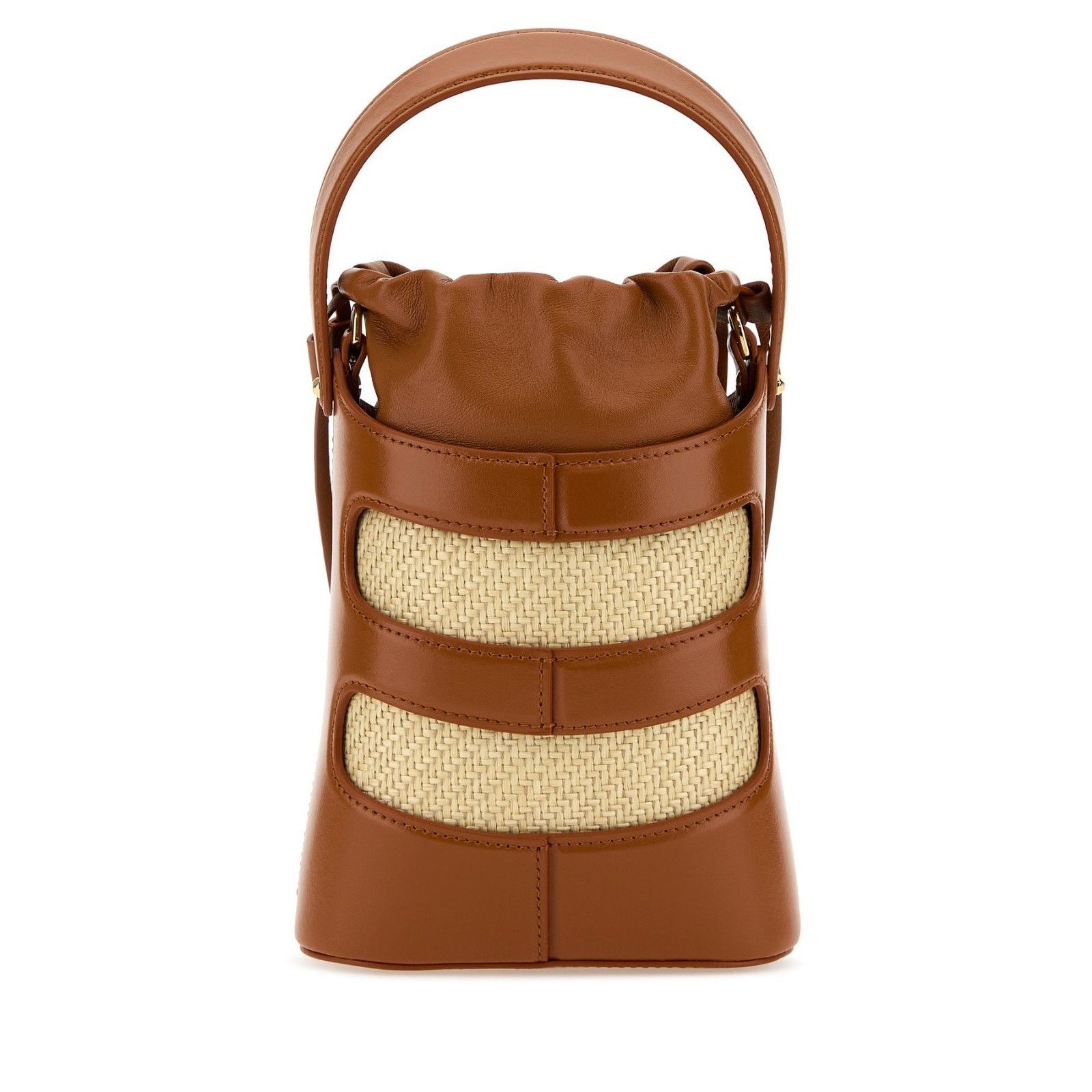 Alexander McQueen ALEXANDER MCQUEEN The Rise Mini Two-Tone Brown Raffia / Leat Size ONE SIZE - 3 Thumbnail