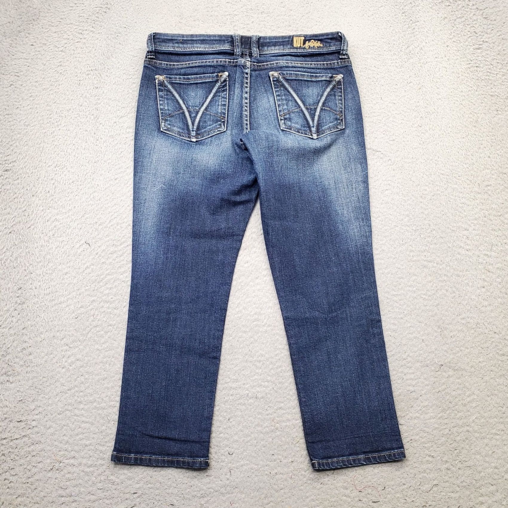 Vintage KUT from the Kloth Angie Cropped Boyfriend Jeans Womens 4 Blue Denim Skinny Leg Jeans Size 27" / US 4 / IT 40 - 2 Thumbnail
