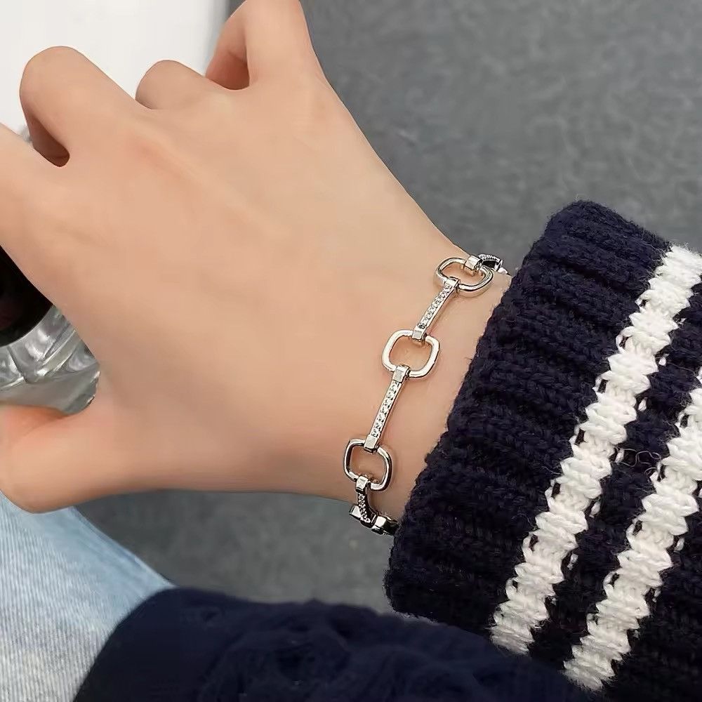 Jewelry Minimalist Square Zircon Charm Bracelets Size ONE SIZE - 1 Thumbnail