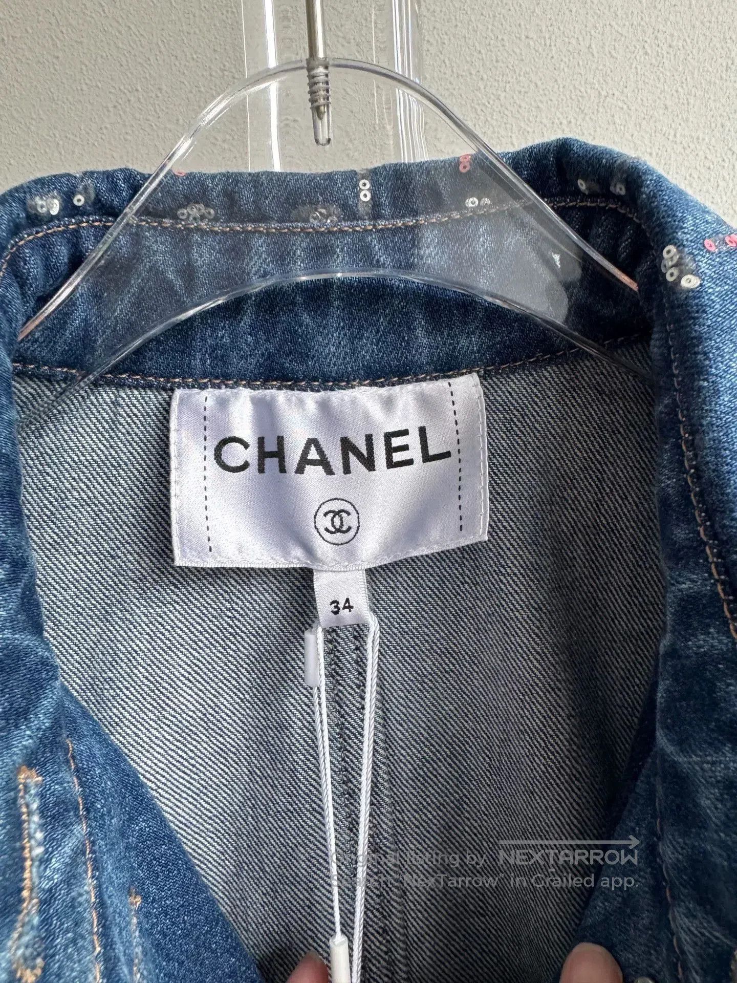 Chanel Chanel 23A Sequin Embroidery Denim Jacket. Size XXS / US 00 / IT 34 - 4 Thumbnail