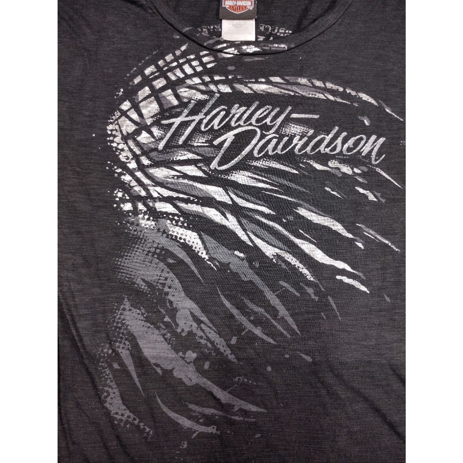 Harley Davidson Harley-Davidson Black Curved Hem Tee White Feather Graphic Size S / US 4 / IT 40 - 2 Thumbnail
