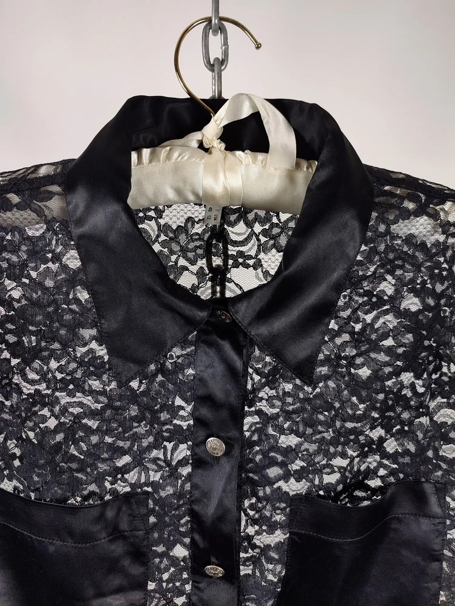 Love Moschino × Moschino Love Moschino Lace Flower Vintage Blouse Shirt Size L / US 10 / IT 46 - 12 Thumbnail