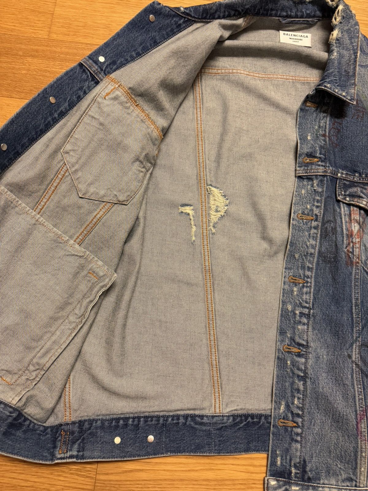 Balenciaga BALENCIAGA Scribble Oversized Denim Jacket Size US M / EU 48-50 / 2 - 6 Thumbnail