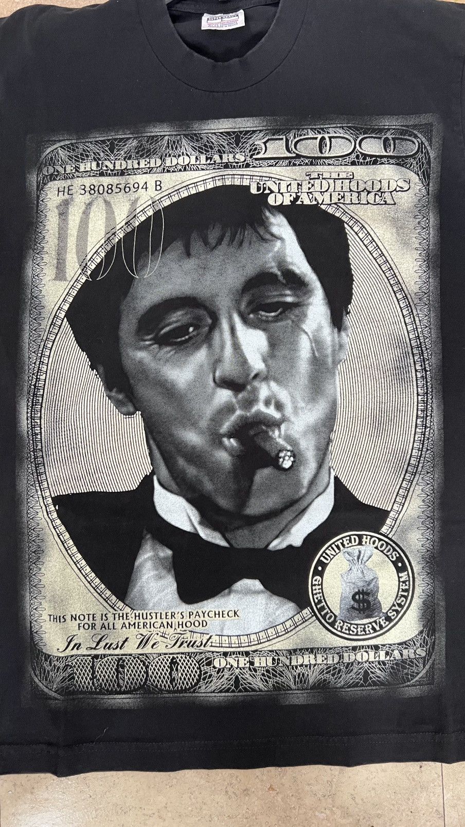 Vintage Scarface 100 Dollar Bill Tshirt Size Large Size US L / EU 52-54 / 3 - 6 Thumbnail