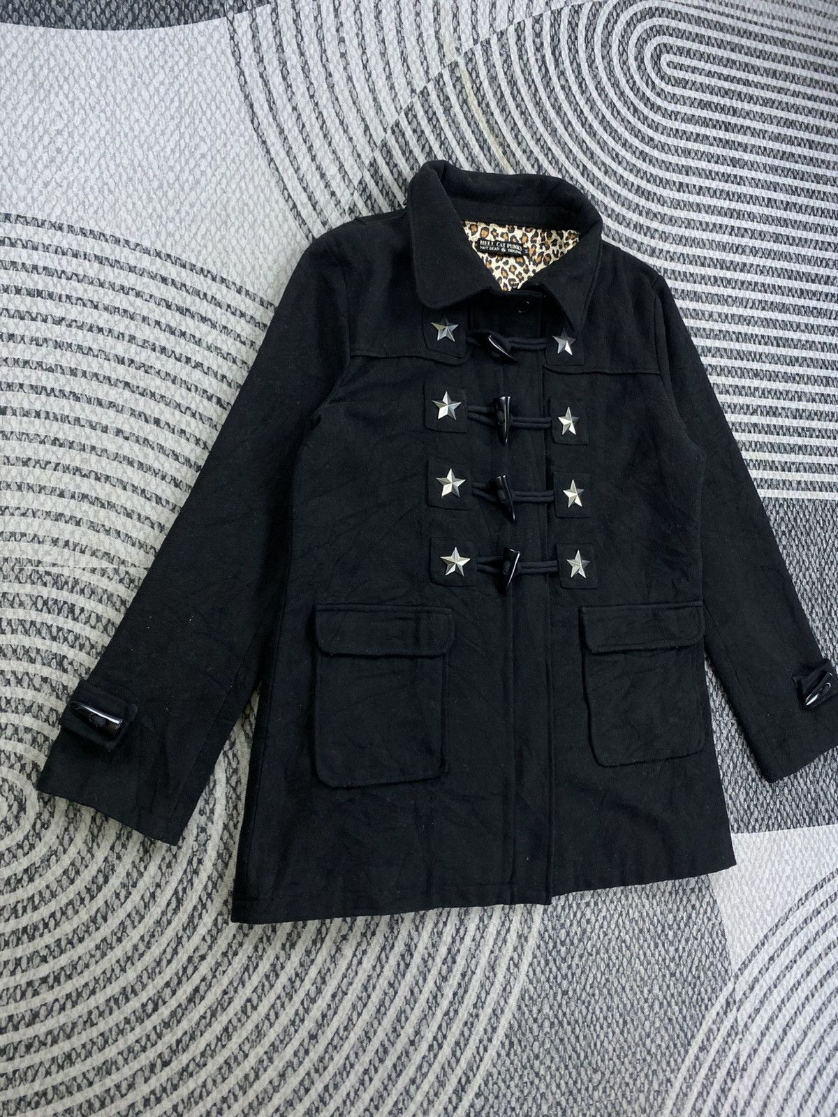 Japanese Brand Hell Cat Punk Not Dead Black Long Duffle Coat Jacket Size US M / EU 48-50 / 2 - 3 Thumbnail