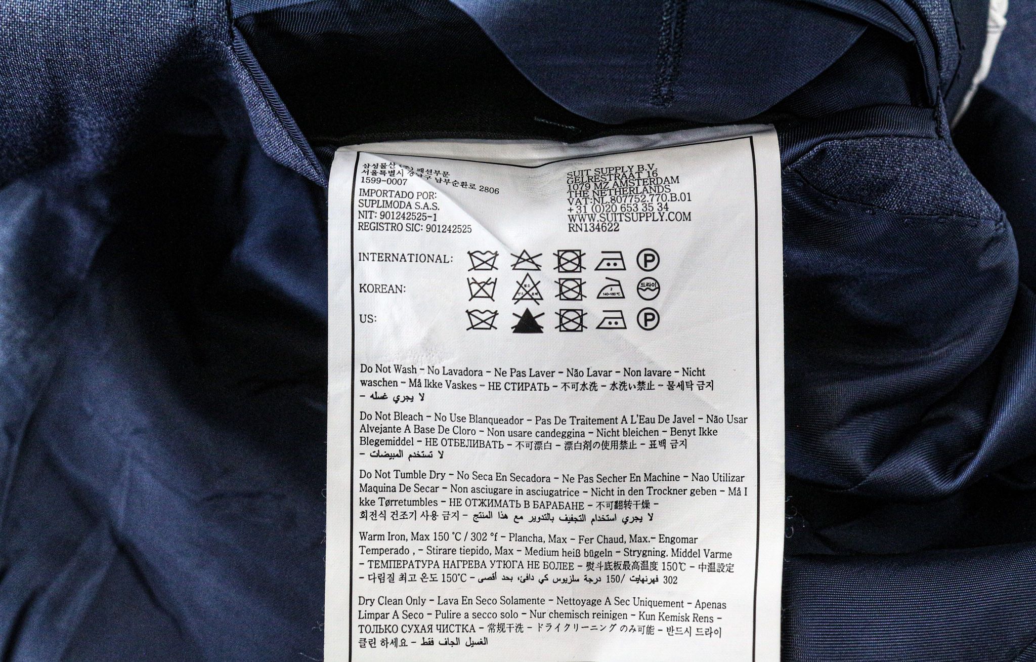 Suitsupply NAPOLI UK34R Blue Wool S110s Lined Suit 74713 Size 34R - 10 Thumbnail