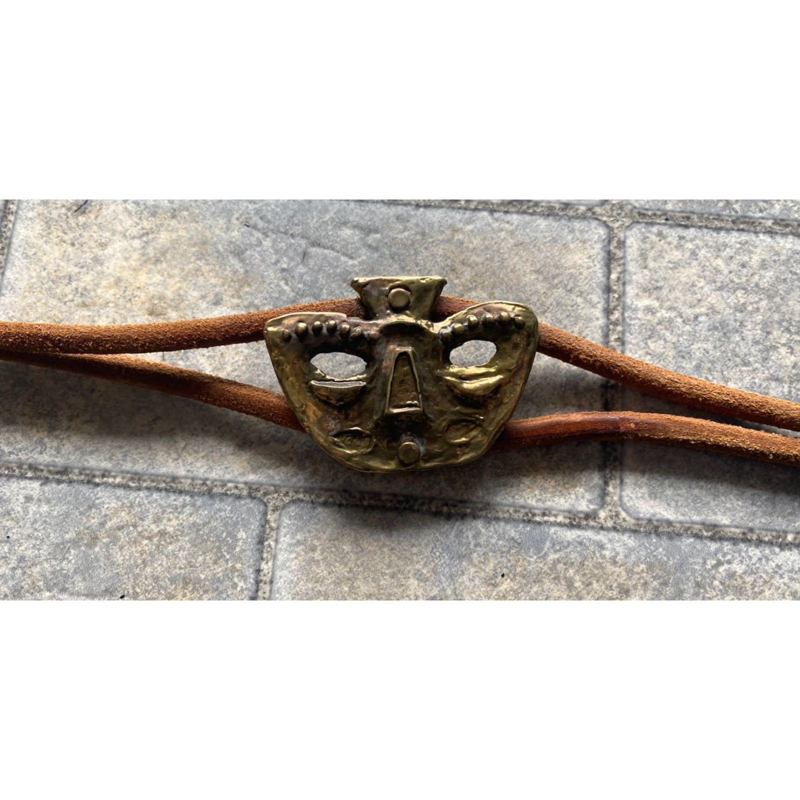 Vintage VINTAGE La Squadra Belt Leather Rope Brown Bohemian Western Aztec Faces Cowgirl Women Belt Size ONE SIZE - 5 Thumbnail