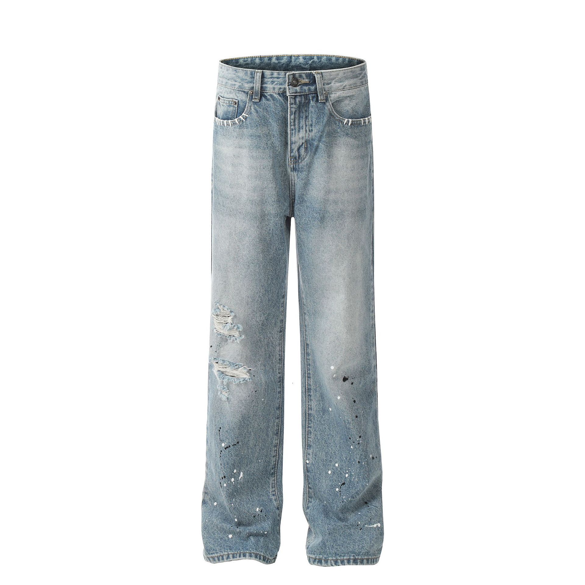 Japanese Brand High street washed loose wide-leg ink-splashed flared jeans Size US 32 / EU 48 - 1 Thumbnail