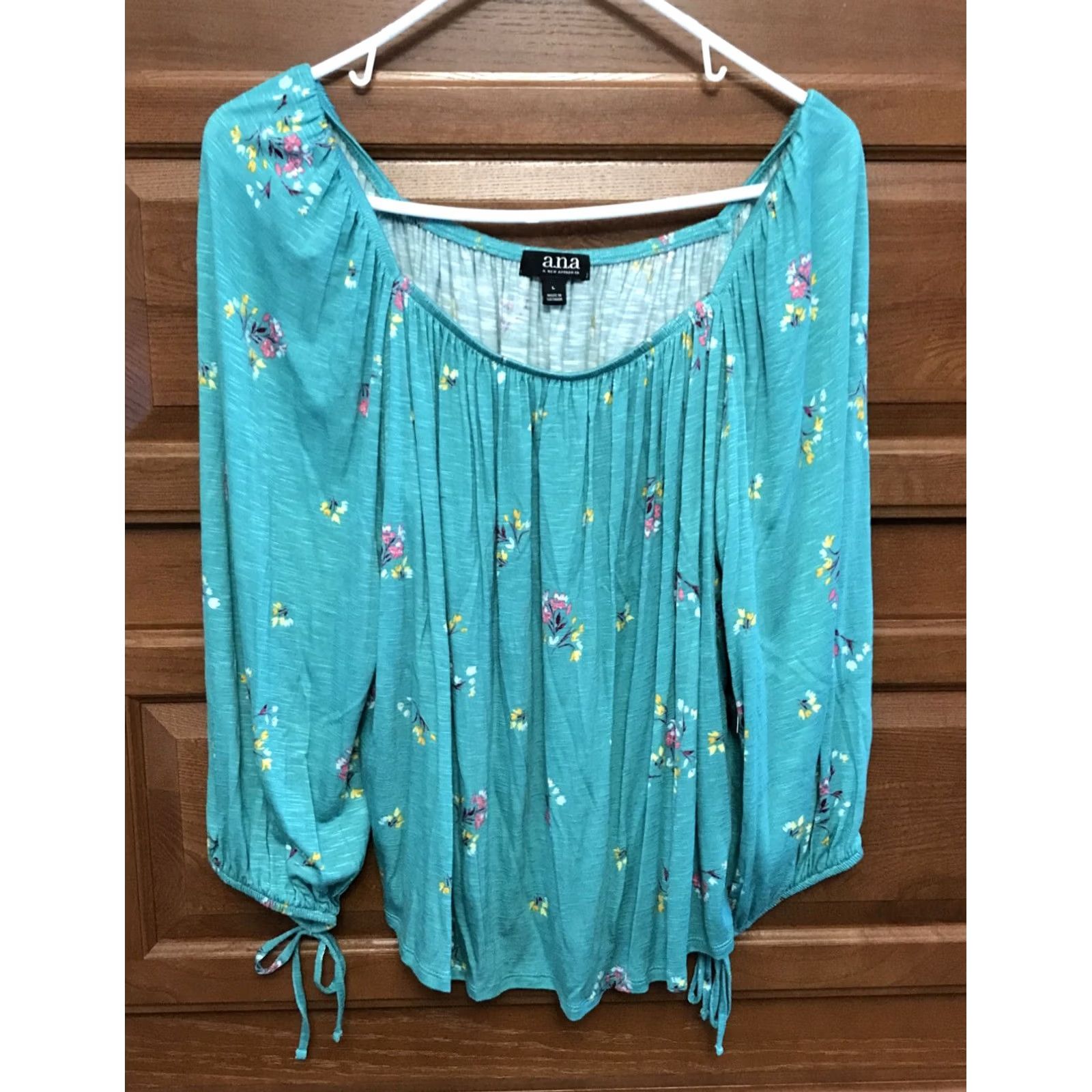 Vintage VINTAGE NWT a.n.a Green Floral Peasant Blouse Shirt L Womens Size L / US 10 / IT 46 - 2 Thumbnail