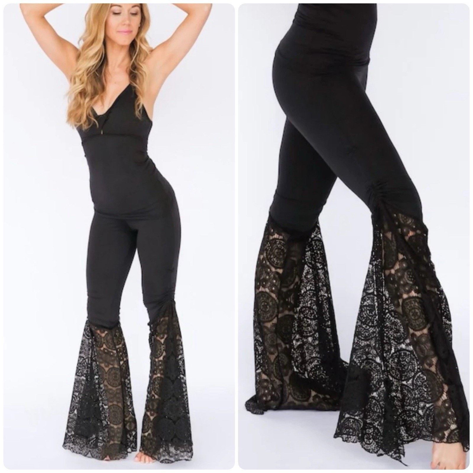 Other MIA BRAZILIA Kaneta Black Lace Bell Bottom Leggings Dance XS Size 26" / US 2 / IT 38 - 1 Thumbnail