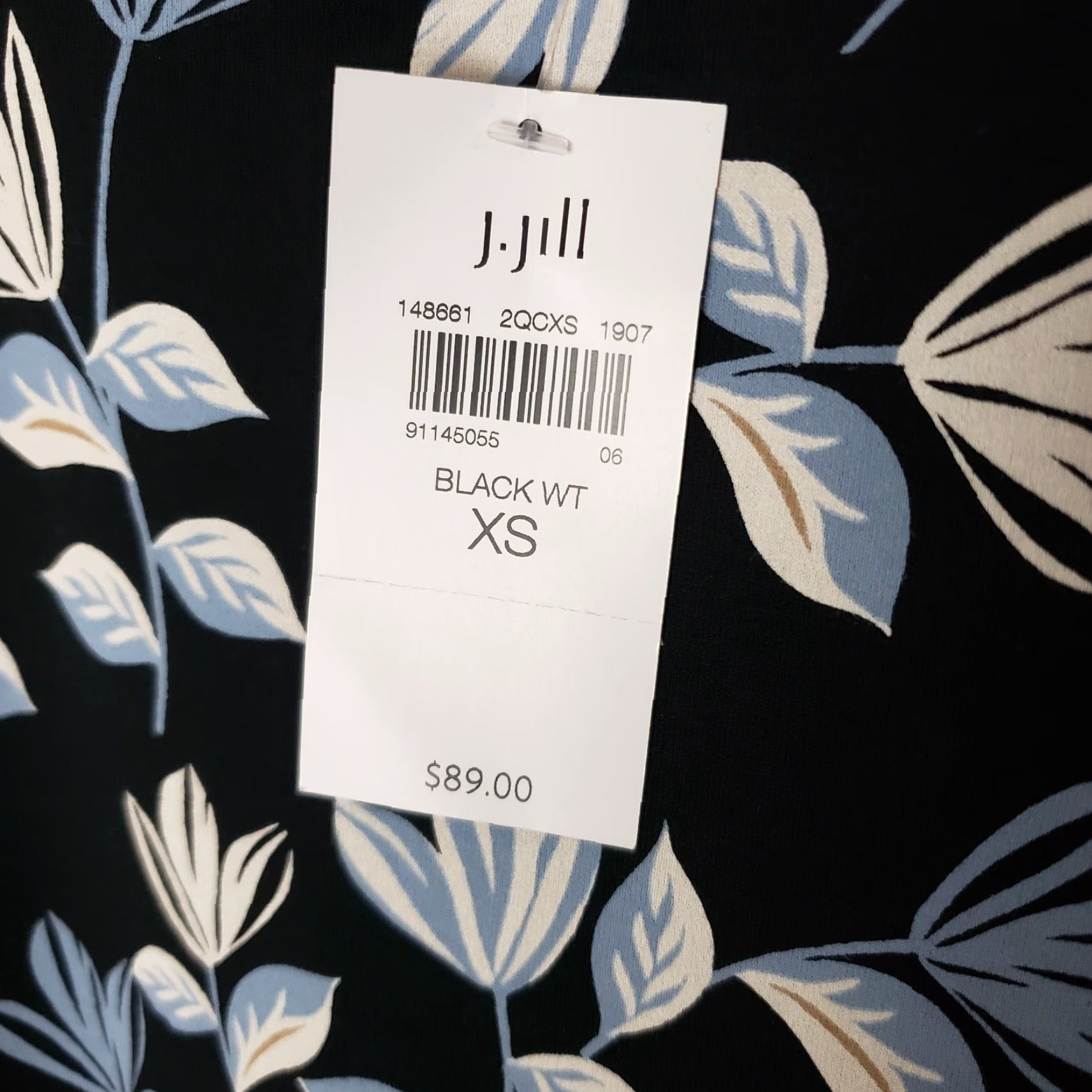 J. Jill J Jill Wearever Collection Dress Womens Sz XS Black Blue Floral Sleeveless Size XS / US 0-2 / IT 36-38 - 7 Thumbnail