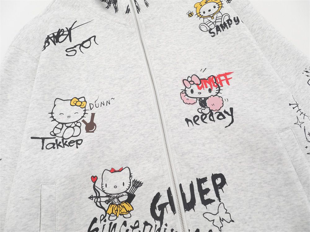 Vintage Men's loose casual cartoon Hello Kitty cardigan sweatshirt Size US M / EU 48-50 / 2 - 4 Thumbnail