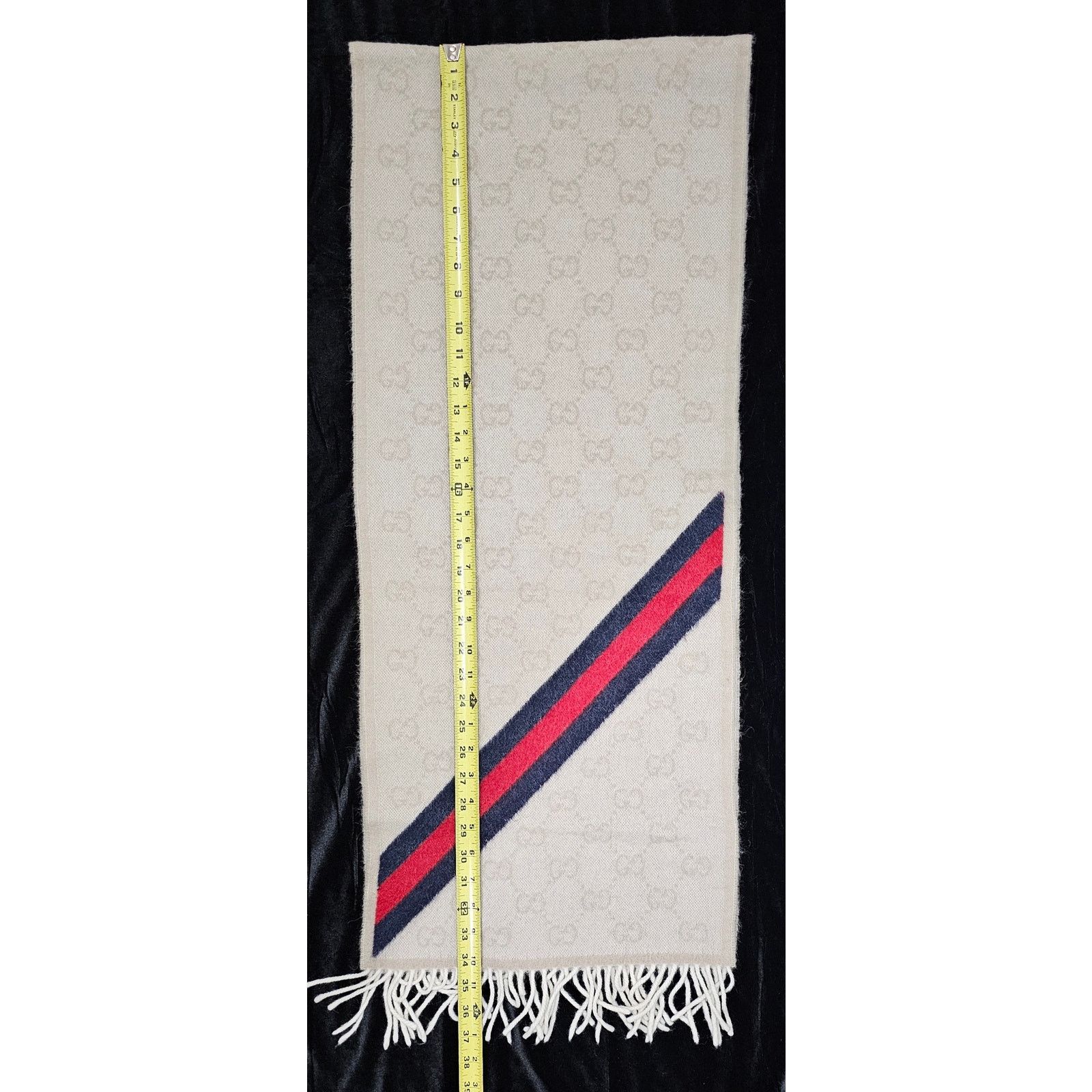 Gucci Gucci Muffler Stole Wool GG Pattern Fringe -White/Cream Size ONE SIZE - 2 Thumbnail