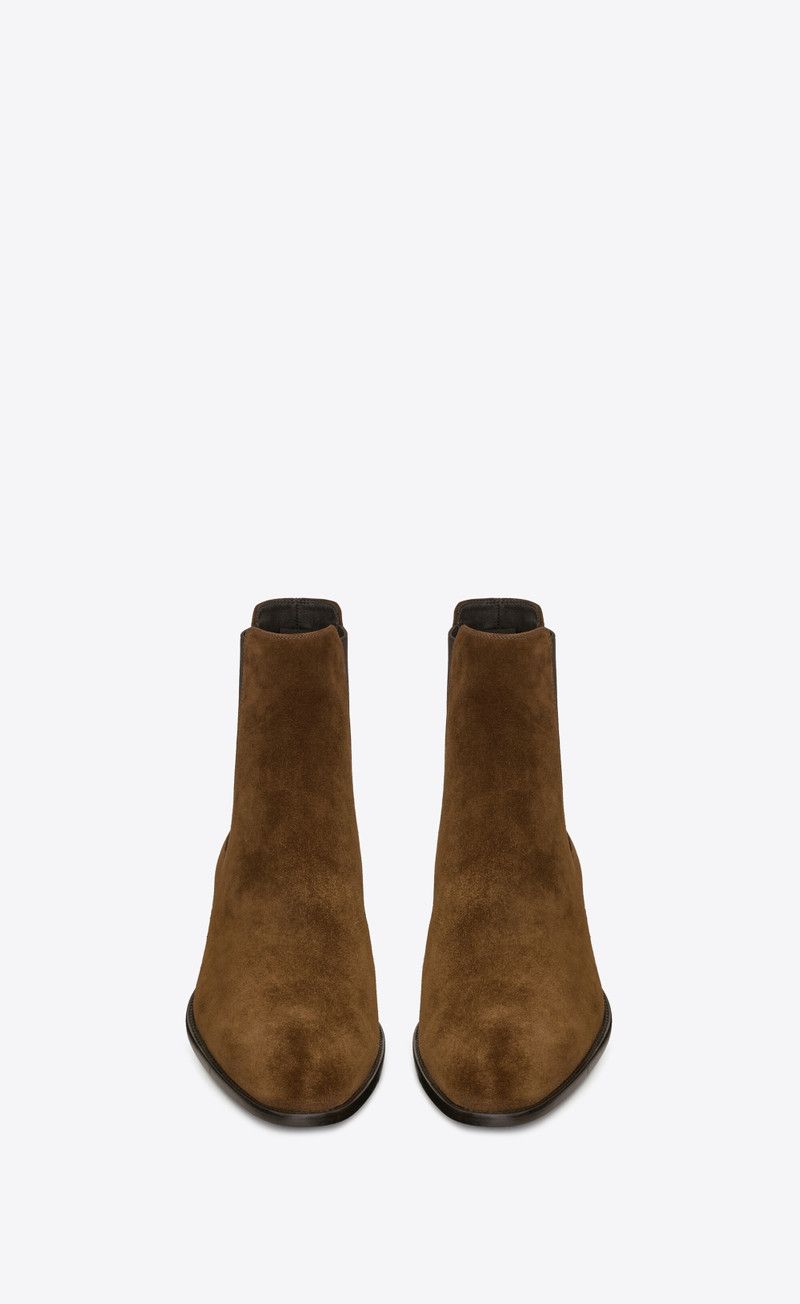 Saint Laurent Paris oc11z0126 634194 Wyatt Chelsea Boots in Suede in Brown Size US 7.5 / EU 40-41 - 2 Thumbnail