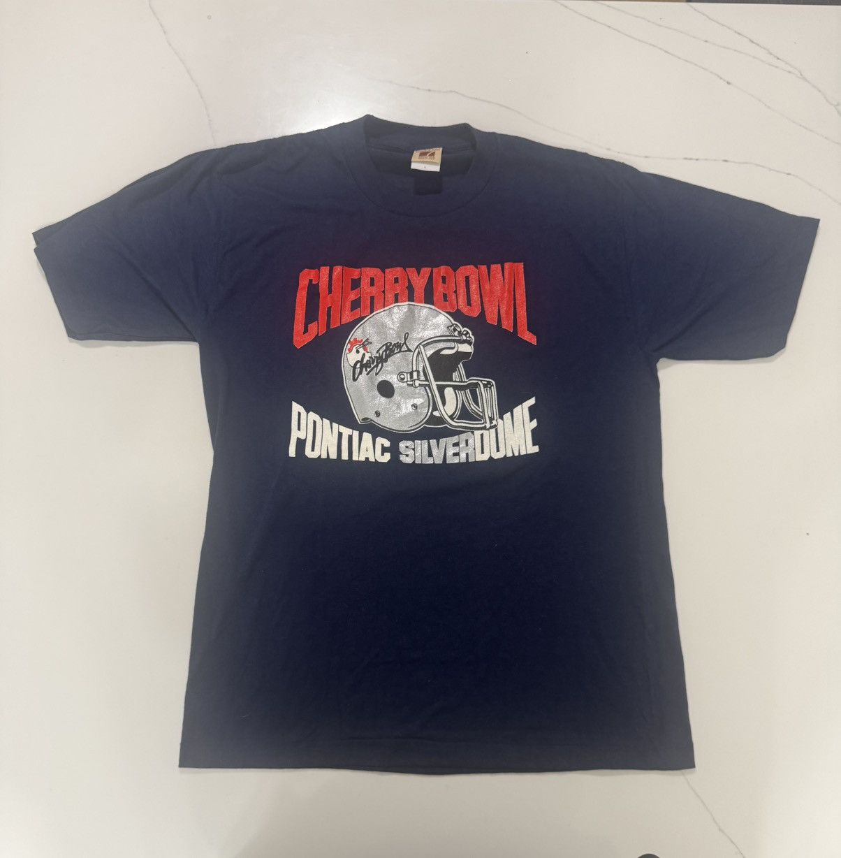 Logo 7 Vintage mid 1980s Cherry Bowl Pontiac Silverdome football T Size US L / EU 52-54 / 3 - 1 Thumbnail