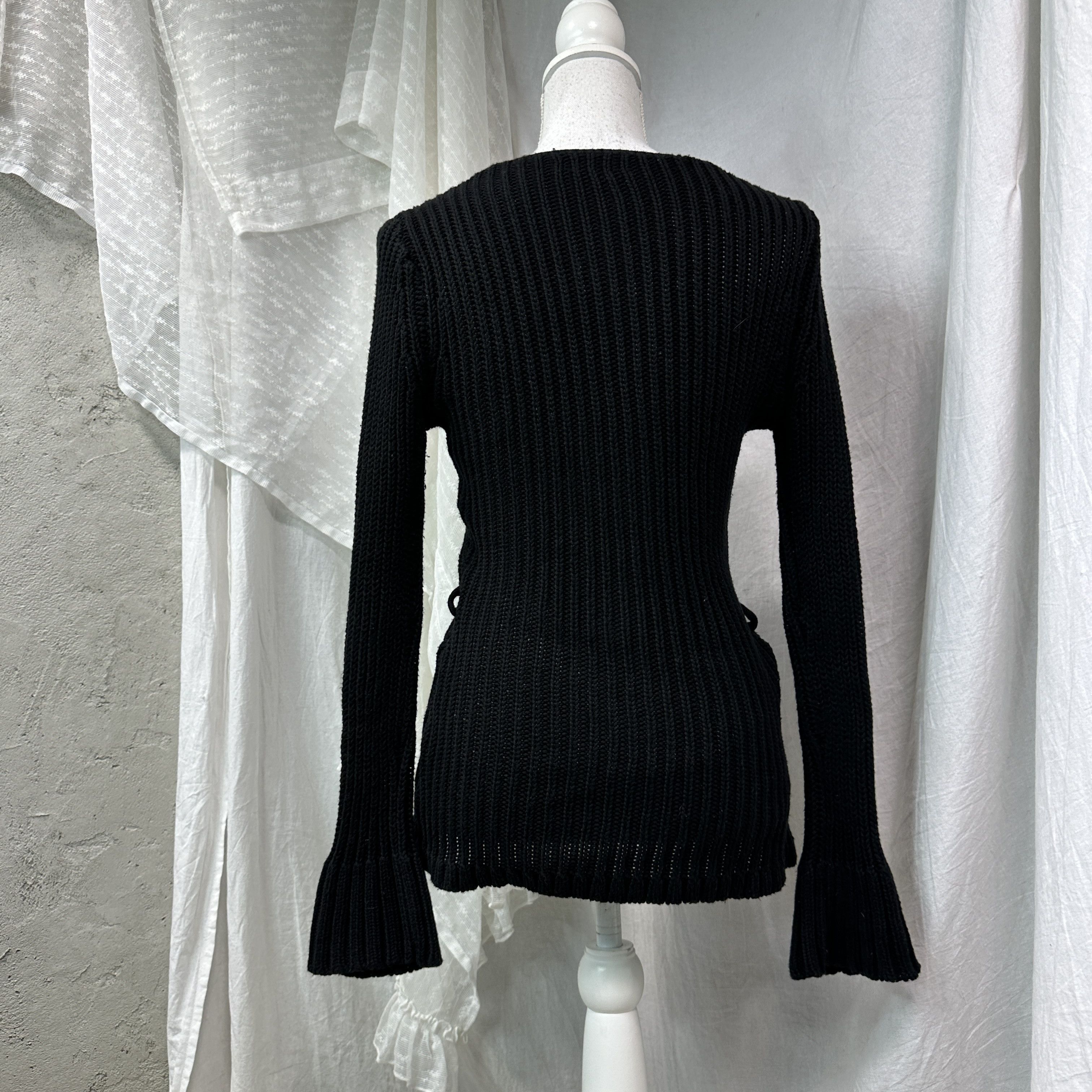 Vintage Vintage Avant Garde Grunge Knitted Bow Sweater 00s Size M / US 6-8 / IT 42-44 - 5 Thumbnail