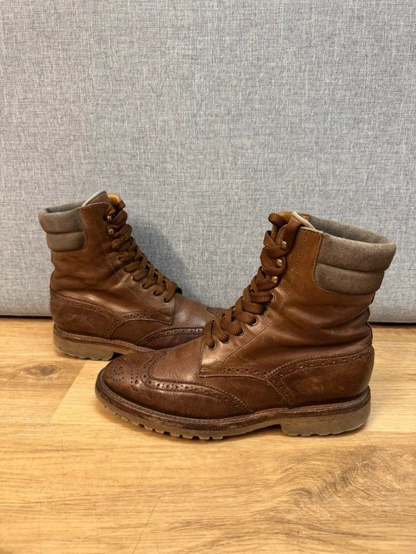 Brunello Cucinelli Brunello Cucinelli Leather Boots Brogue Oxford Vibram 38 Size US 8 / IT 38 - 2 Thumbnail