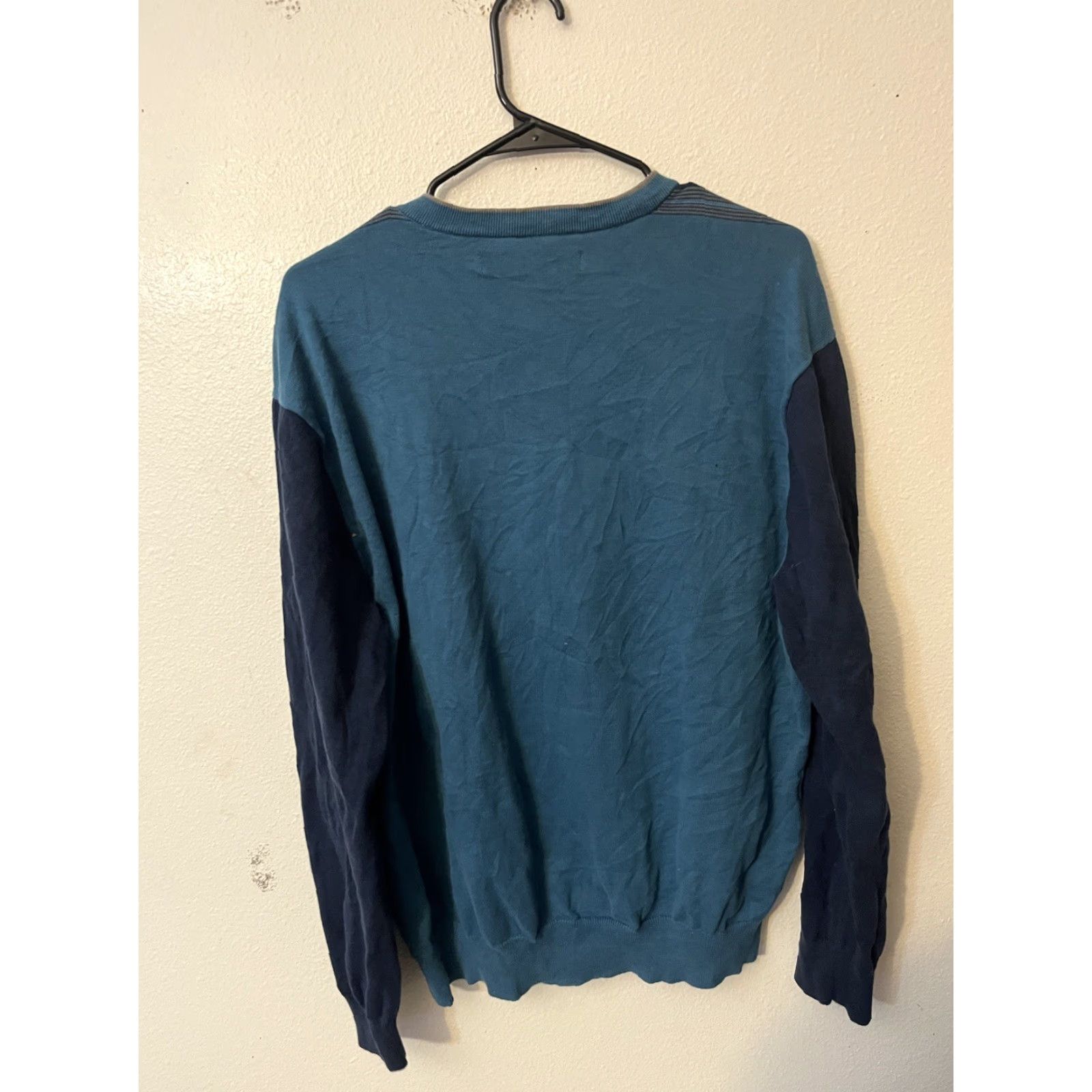 Perry Ellis VINTAGE Perry Ellis Sweater Pullover Men's XL Long Sleeve Blue V-Neck Knit Cotton Blend Modern Fashion Size US XL / EU 56 / 4 - 3 Thumbnail