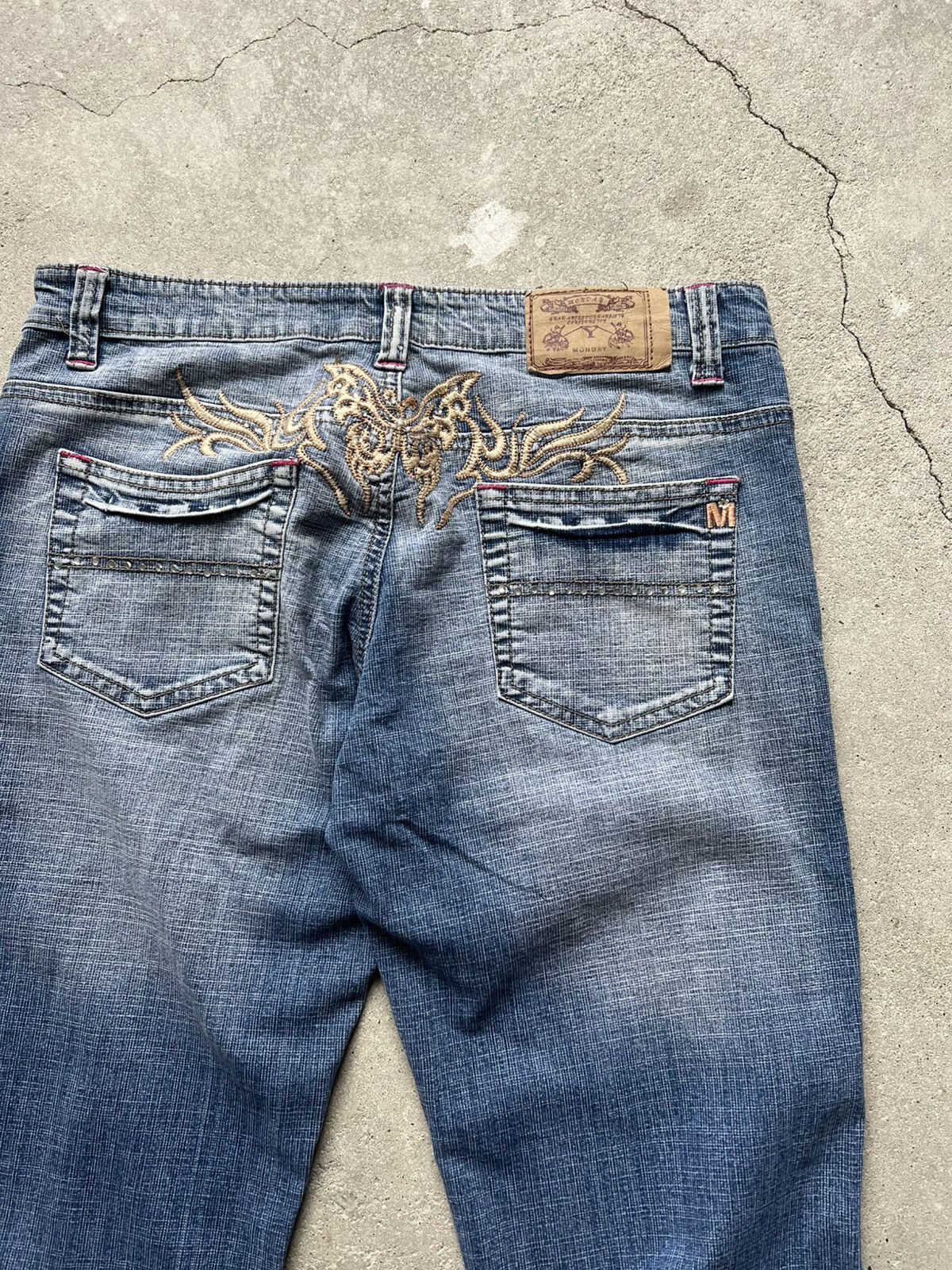 Hysteric Glamour × If Six Was Nine × Le Grande Bleu (L.G.B.) Crazy Y2K flared IfSixWasNine LGB style jeans butterfly Size 27" / US 4 / IT 40 - 5 Thumbnail