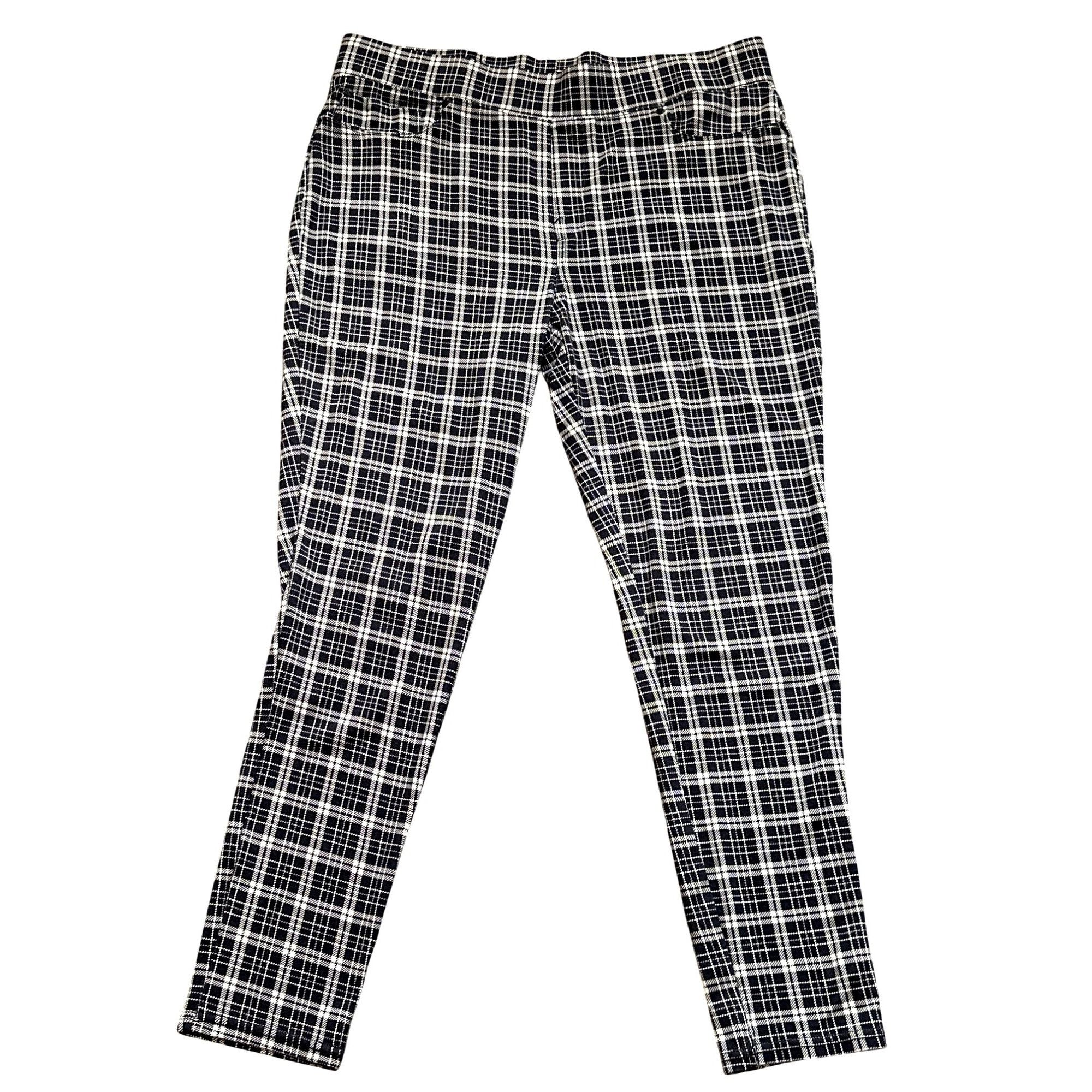 Seven 7 Seven7 Super Comfy Versatile Plaid Navy White Pull On Leggin Size 34" / US 12 / IT 48 - 1 Thumbnail