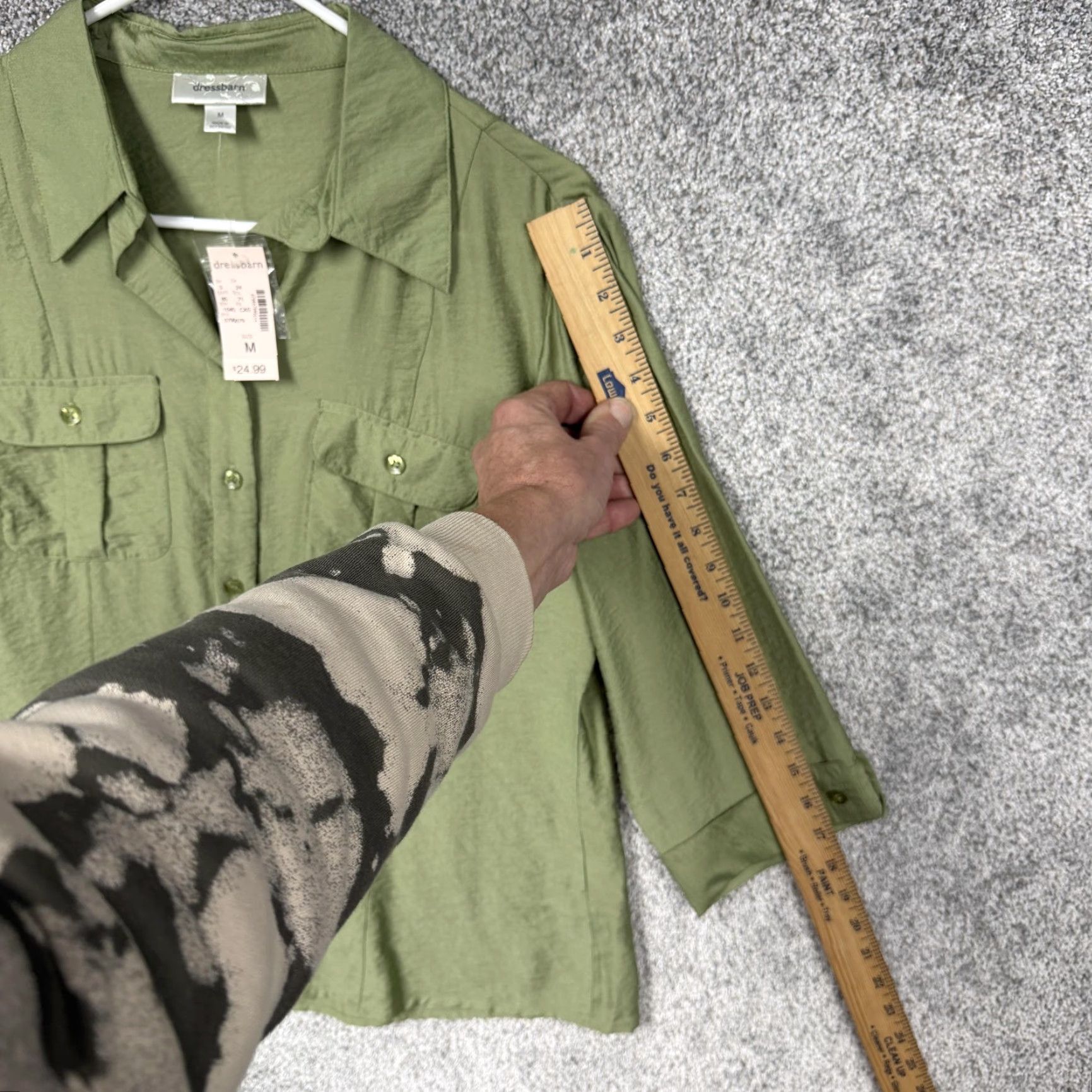 Vintage Dressbarn Button-Up Shirt Womens M Green 3/4 Sleeve Solid Casual Business Preppy Rayon Nylon Collared NWT Size M / US 6-8 / IT 42-44 - 4 Thumbnail