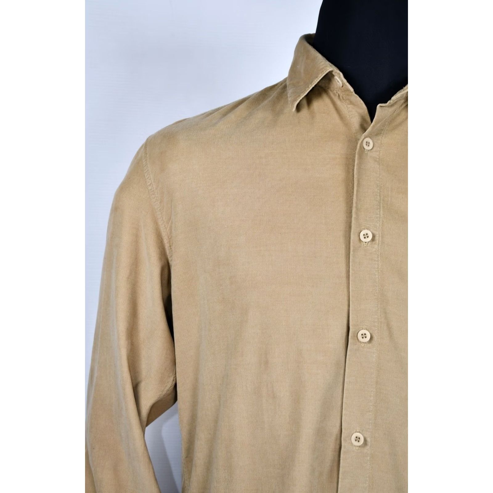 Sunspel Sunspel Button-Down Shirt Men's M Corduroy Beige Cotton Long Sleeve Regular fit Chest Pocket Short Sleeve/Casual Shirt Size US M / EU 48-50 / 2 - 4 Thumbnail