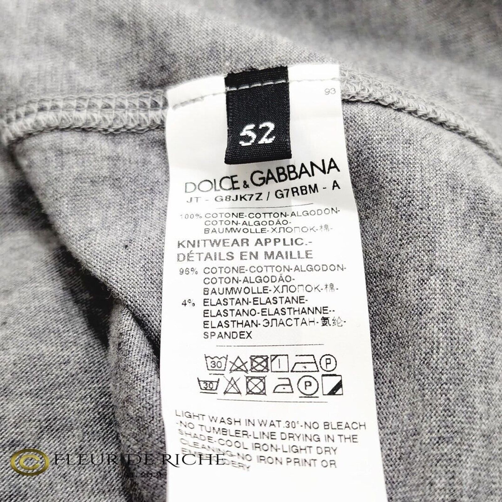 Dolce & Gabbana Dolce & Gabbana Crown Embroidered Logo T-shirt Gray sz 52 Size US L / EU 52-54 / 3 - 6 Thumbnail