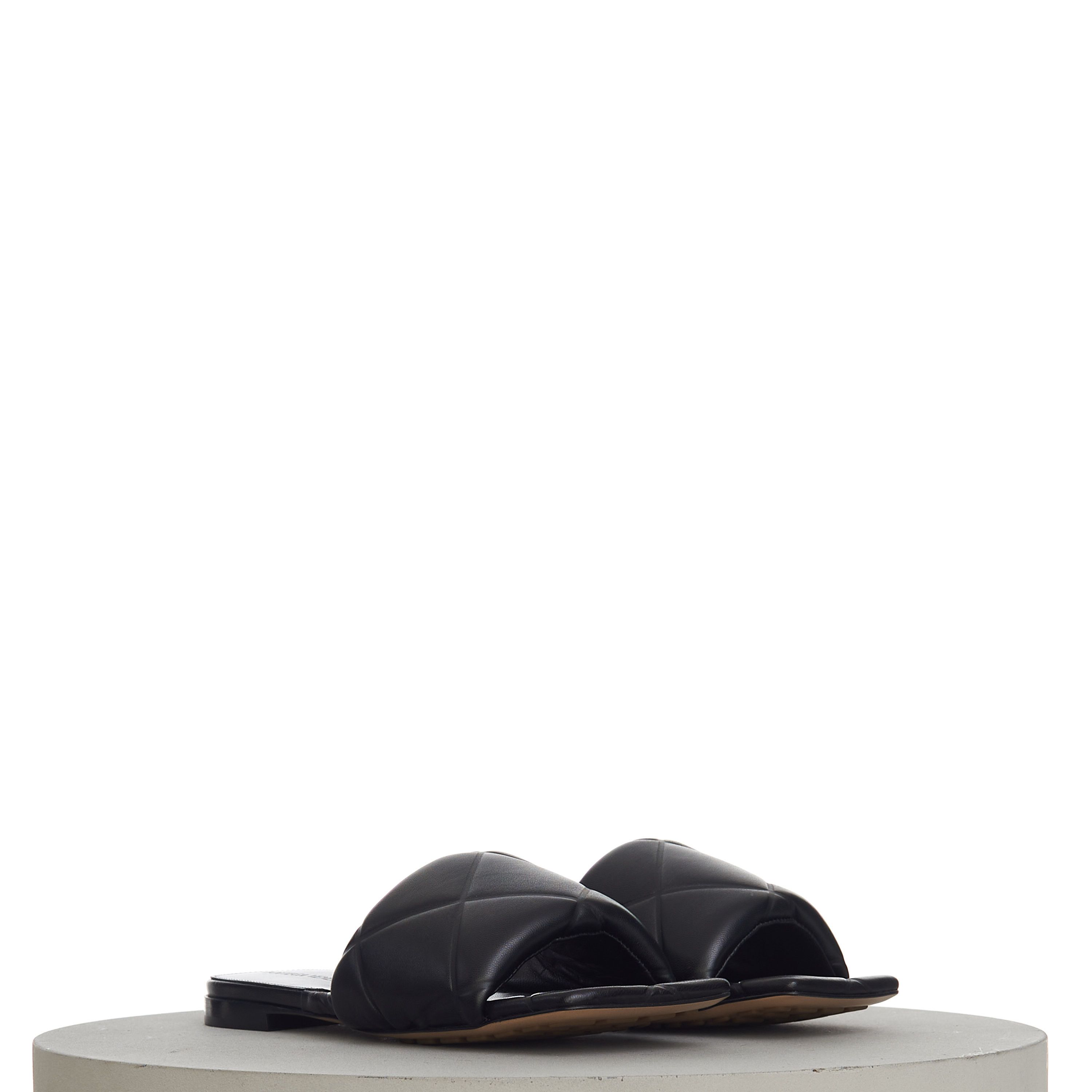 Bottega Veneta Lido Slide Sandals In Black Quilted Leather Size US 6.5 / IT 36.5 - 1 Thumbnail
