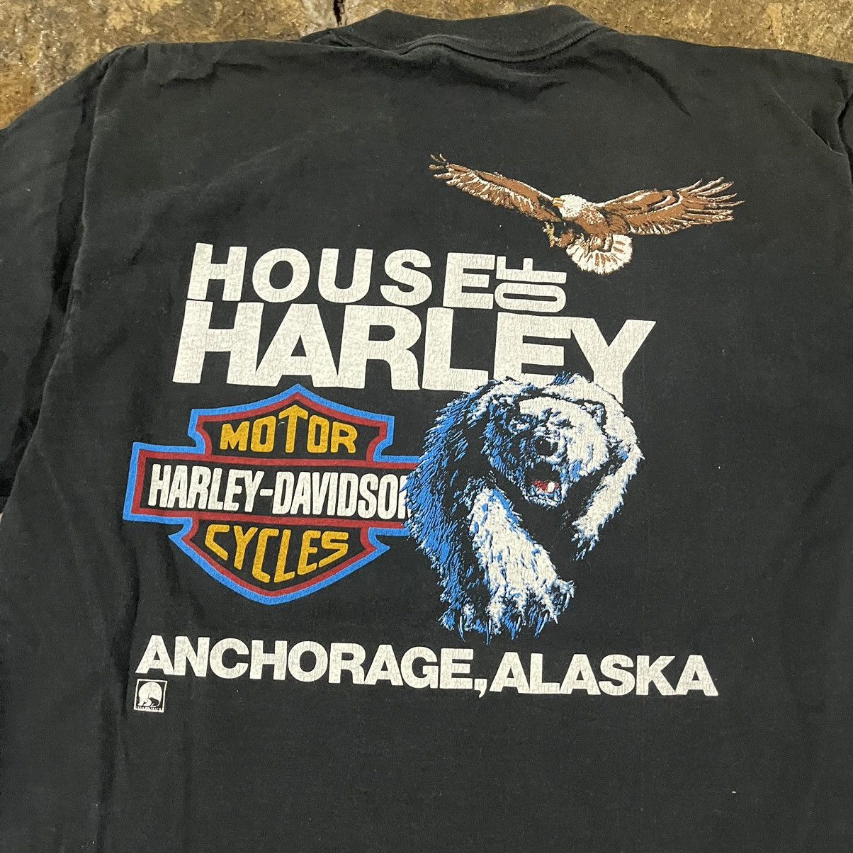 Harley Davidson × Vintage Crazy Vintage 80s Harley Davidson Alaska Biker Tee Shirt Size US M / EU 48-50 / 2 - 6 Thumbnail