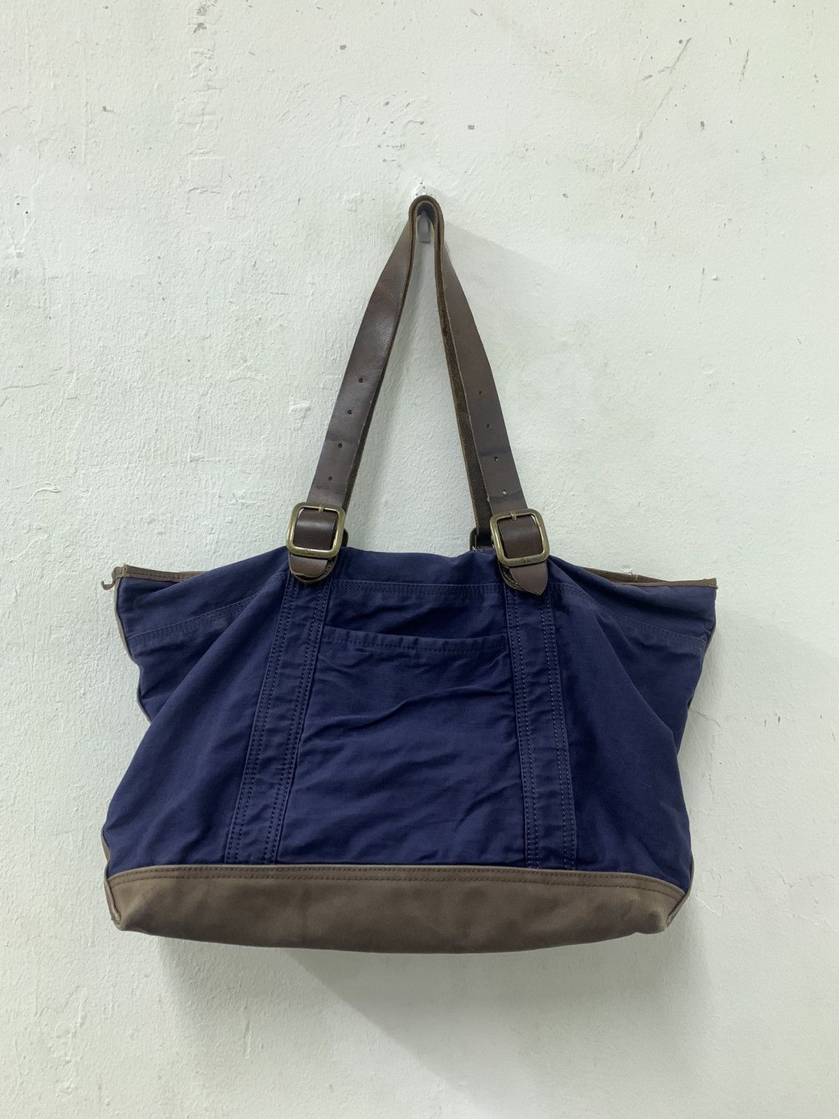 Japanese Brand TIE IN Cotton Bag Leather Trimming Size ONE SIZE - 1 Thumbnail