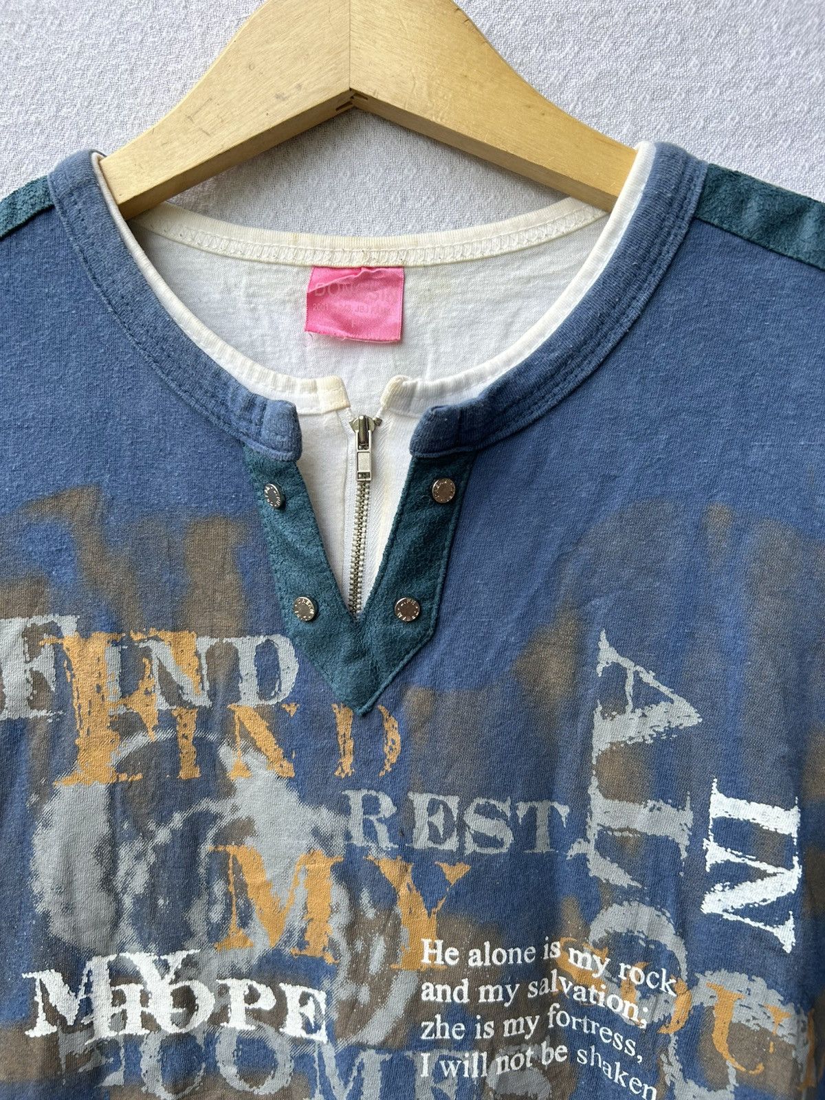 Japanese Brand Double layers japanese style halfzip poem tees Size US M / EU 48-50 / 2 - 5 Thumbnail