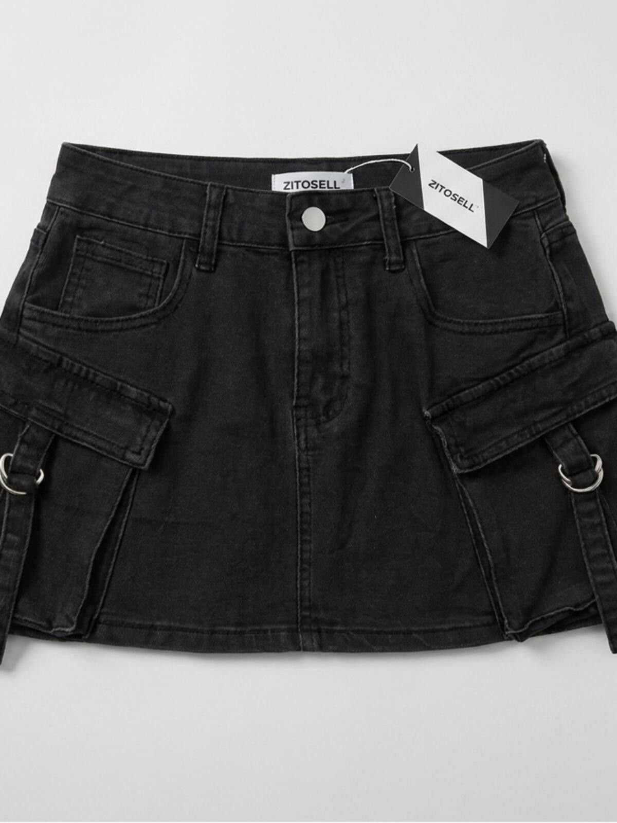 Other Women's Black Cargo Mini Skirt with Utility Pockets Size 28" / US 6 / IT 42 - 1 Thumbnail