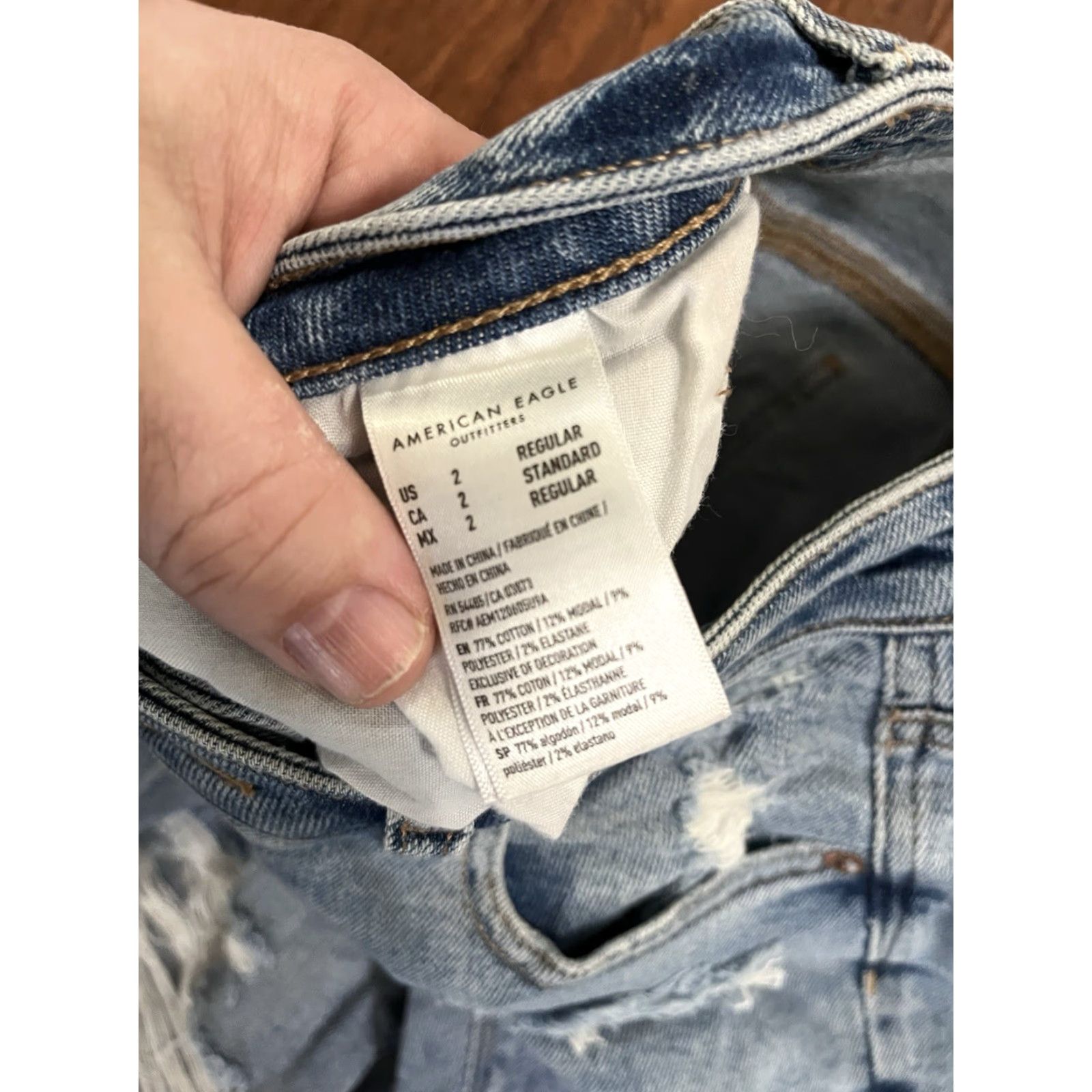 American Eagle Outfitters American Eagle Jeans Women Regular High Rise Distressed Jegging Blue 2 26in 25.5in Zip Pockets Stretch Size 26" / US 2 / IT 38 - 5 Thumbnail
